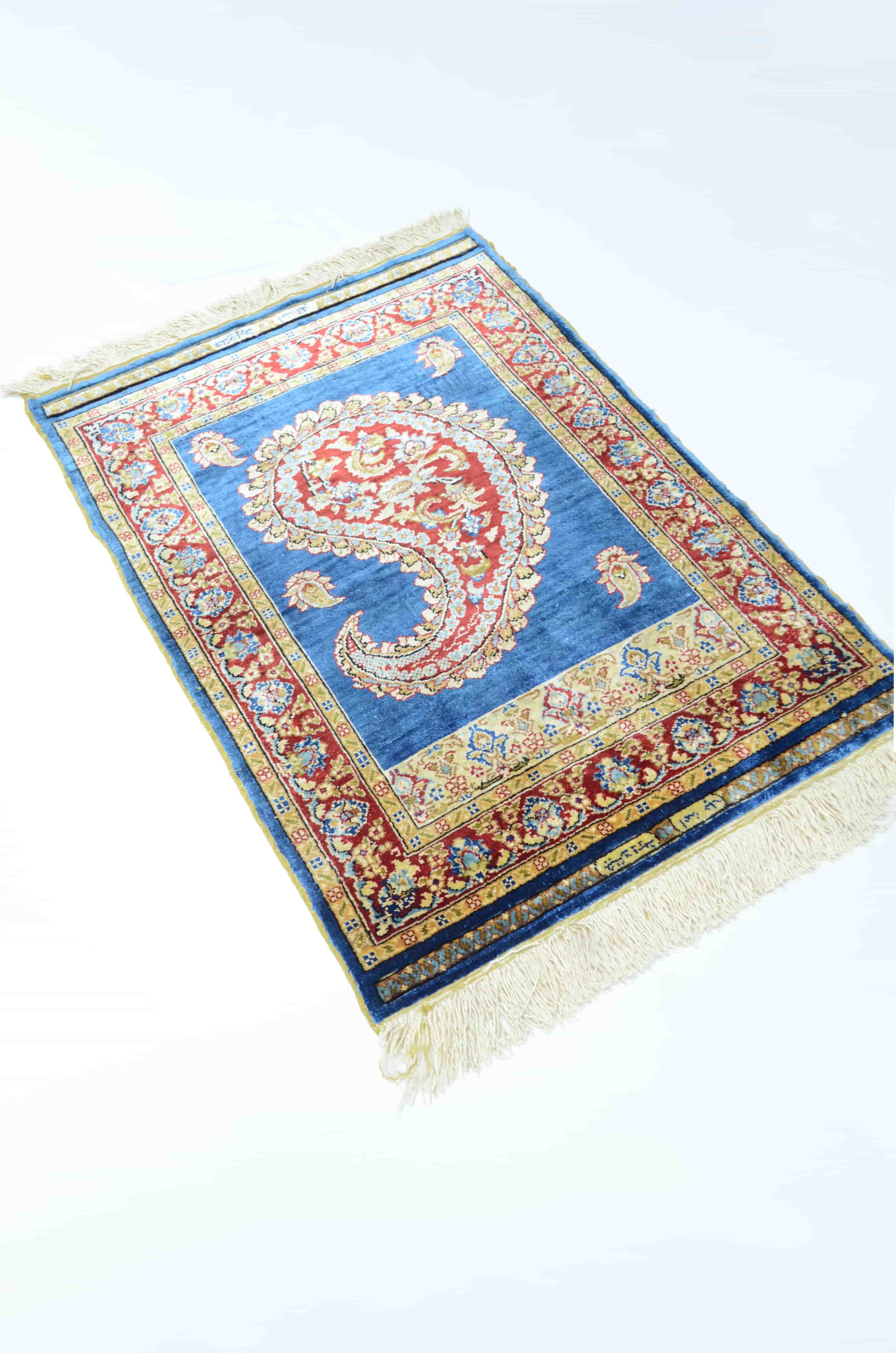 Saf İpekten El Dokuma Şal Desenli Kayseri Halısı 51x71 cm (0.36 m²)