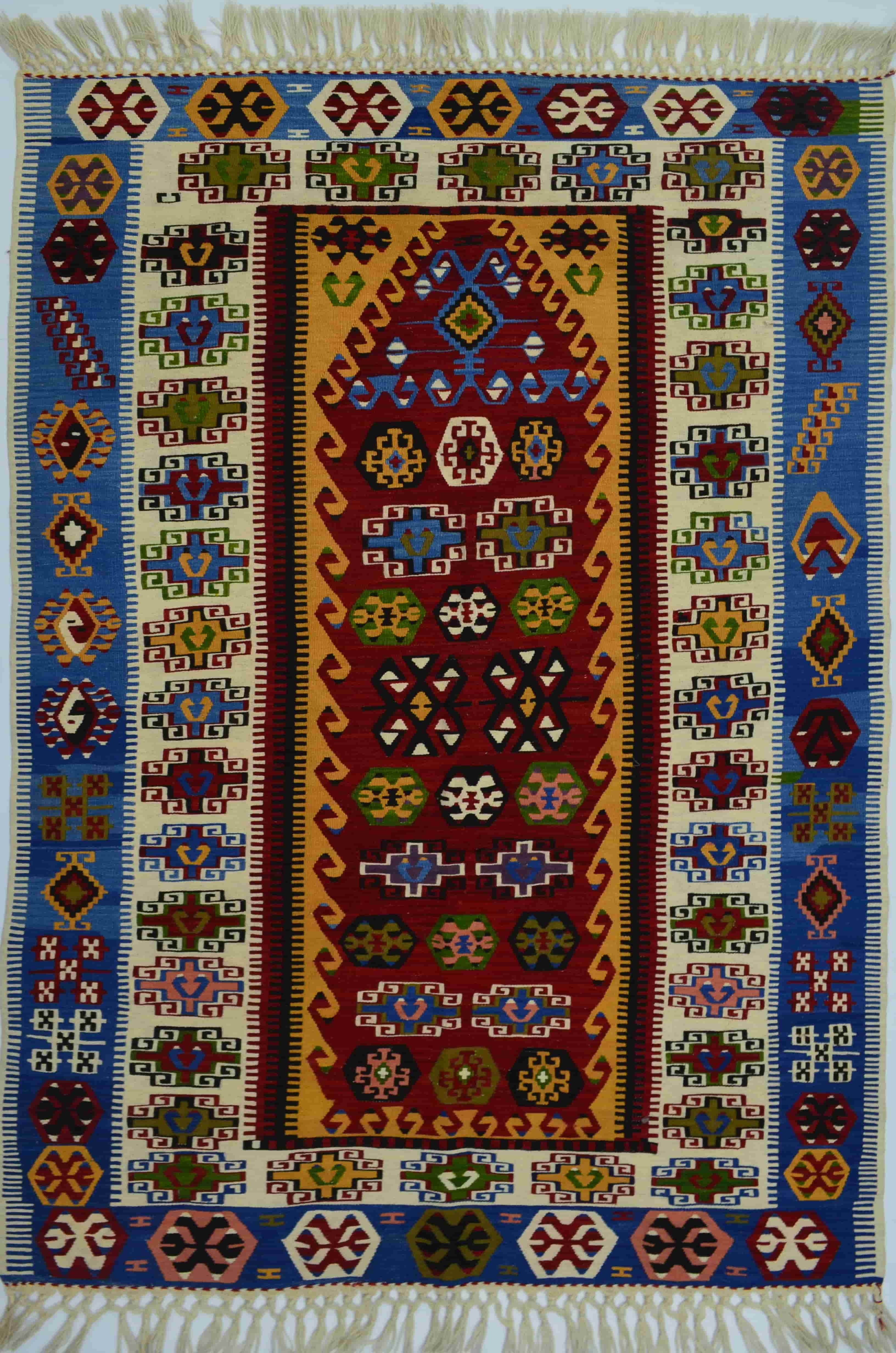 Yün İplikten El Dokuma Antik Süper İnce Kilim 104x161 cm (1.67 m²)