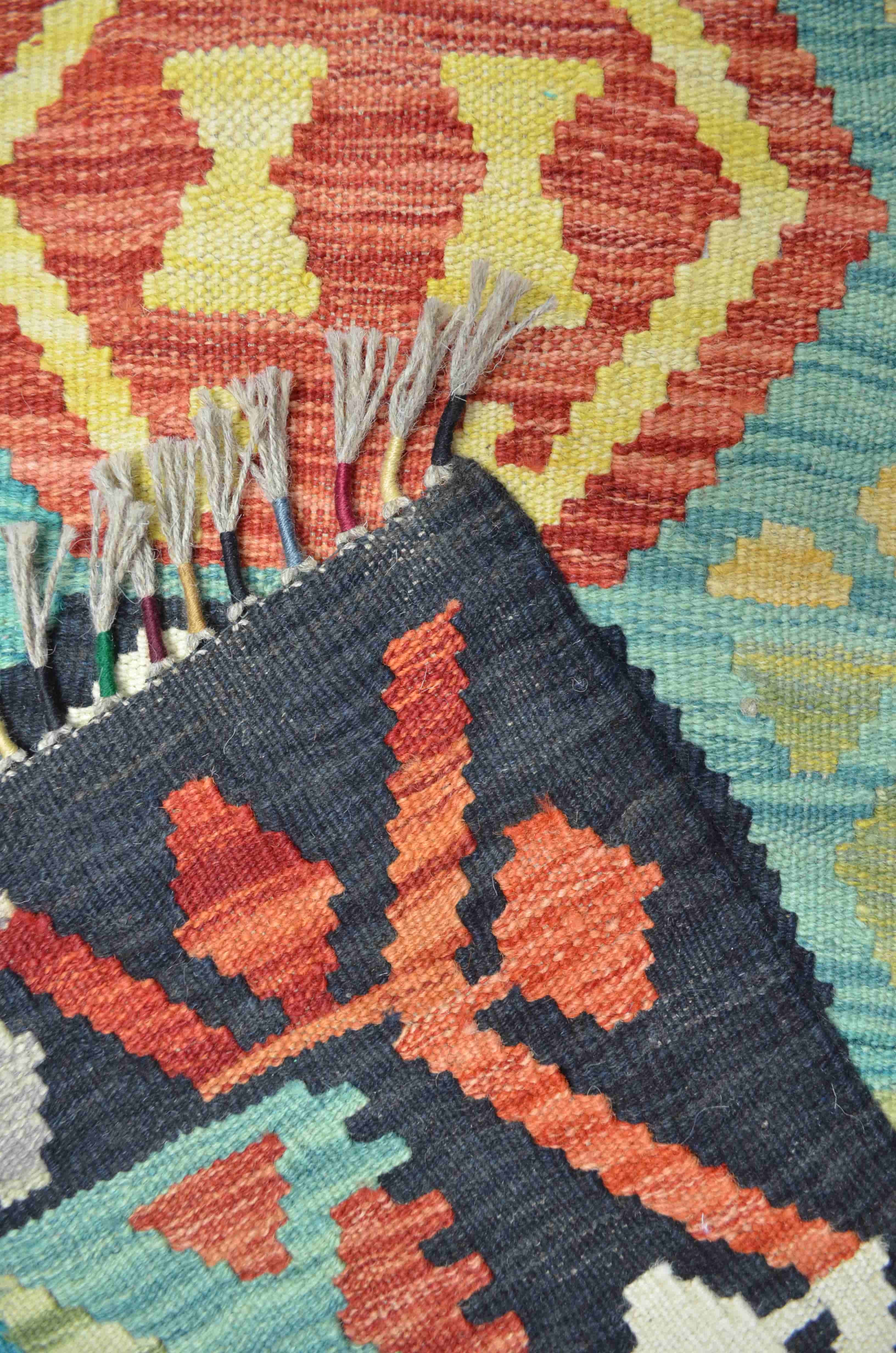 Yün İplikten El Dokuma Afgan Kilim Yolluk 62x195 cm (1.21 m²)