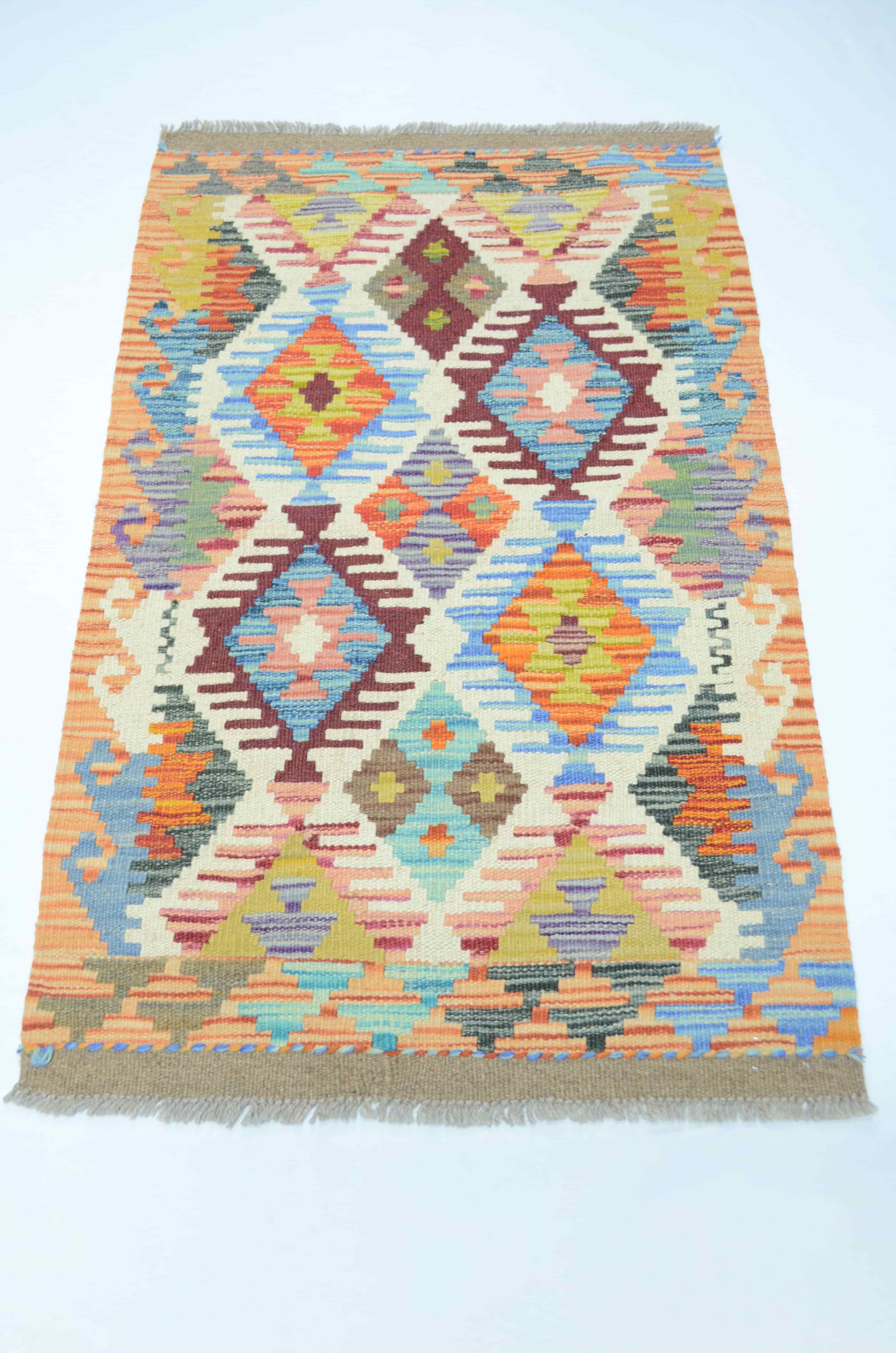 El Dokuma Renkli Afgan Kilim 60x90 cm (0.54 m²)