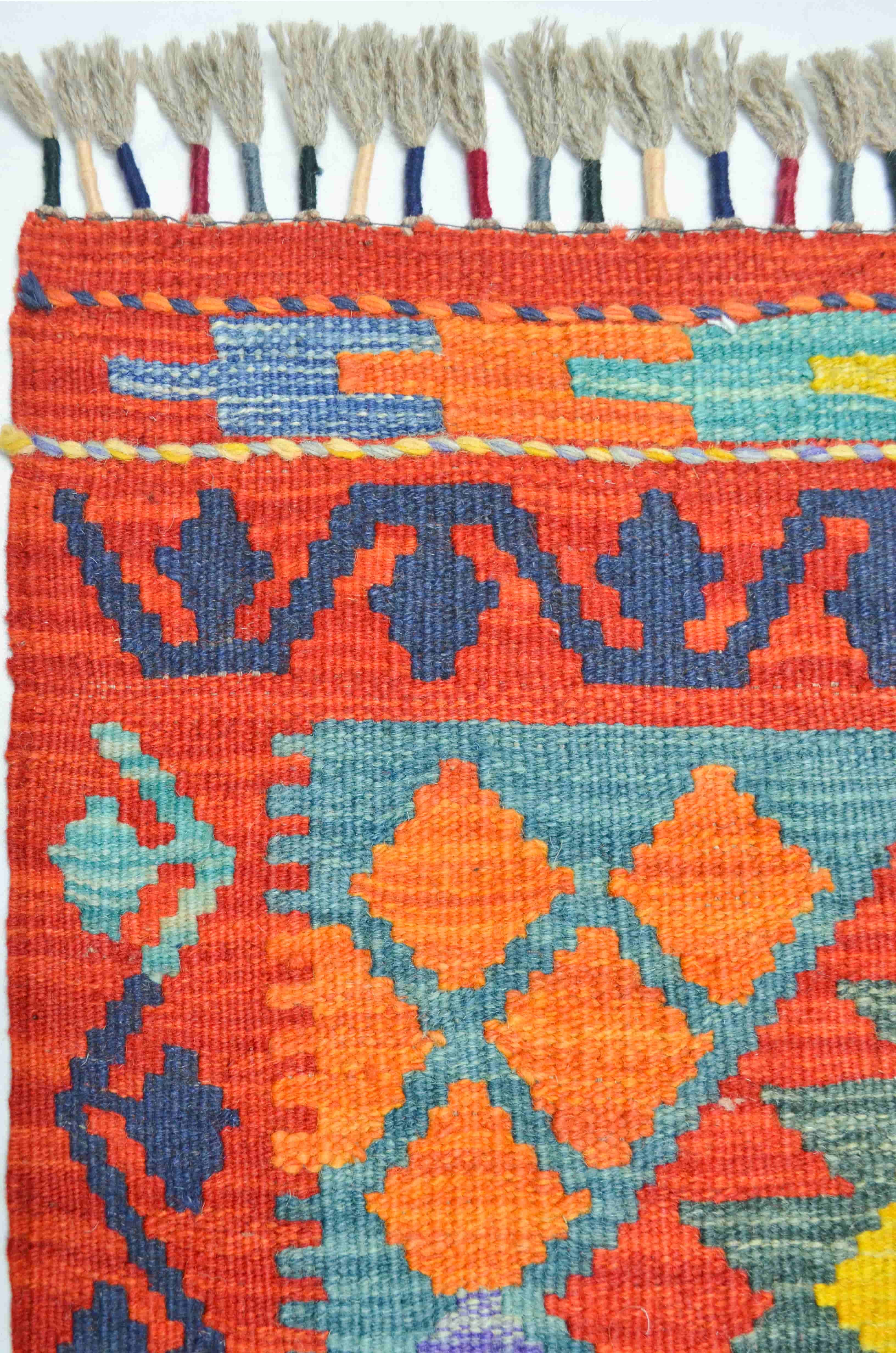 Yün İplikten El Dokuma Kırmızı Renk Afgan Kilim 64x82 cm (0.53 m²)