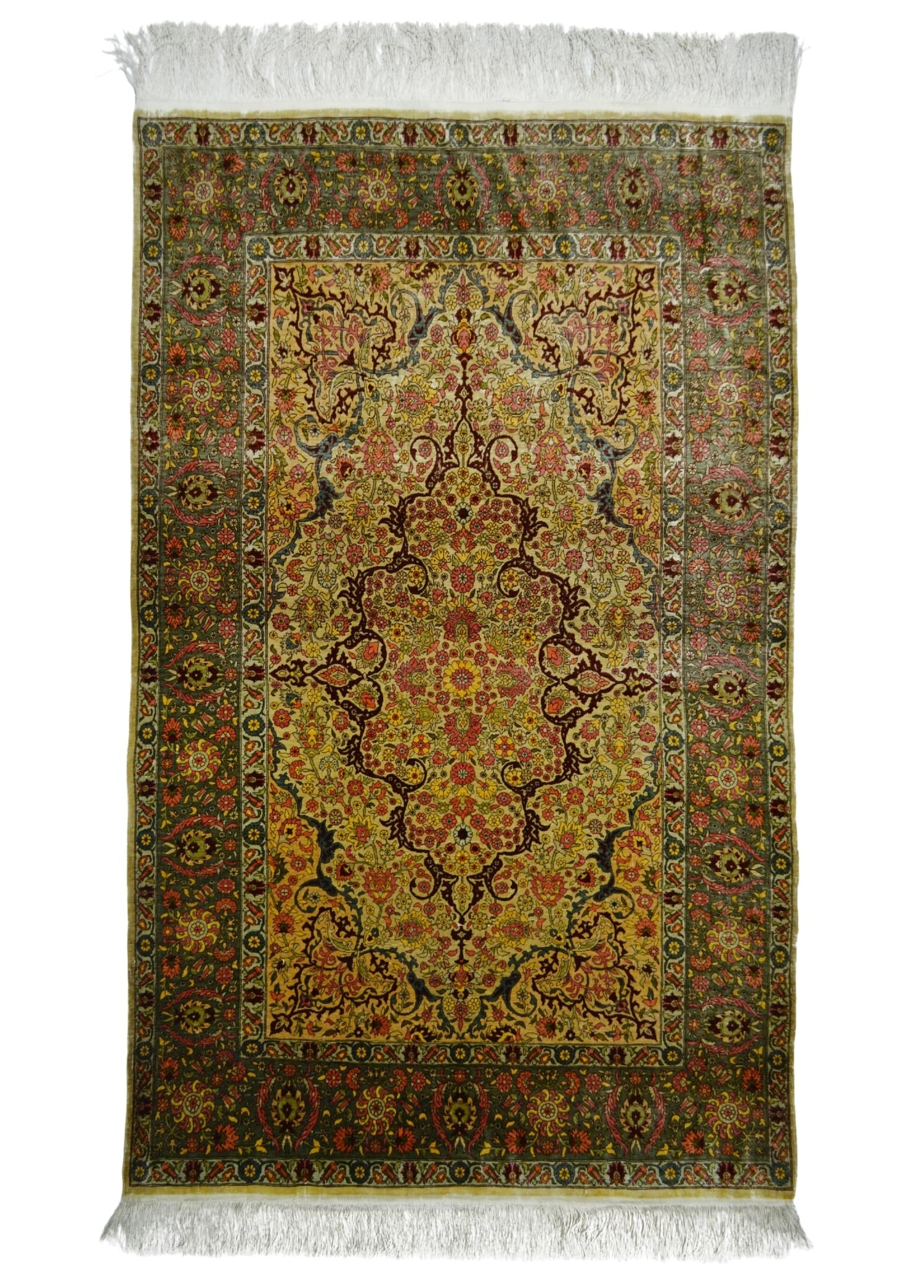 Saf İpekten El Dokuma Madalyon Motifli Hereke Halısı 106x164 cm (1.74 m²)