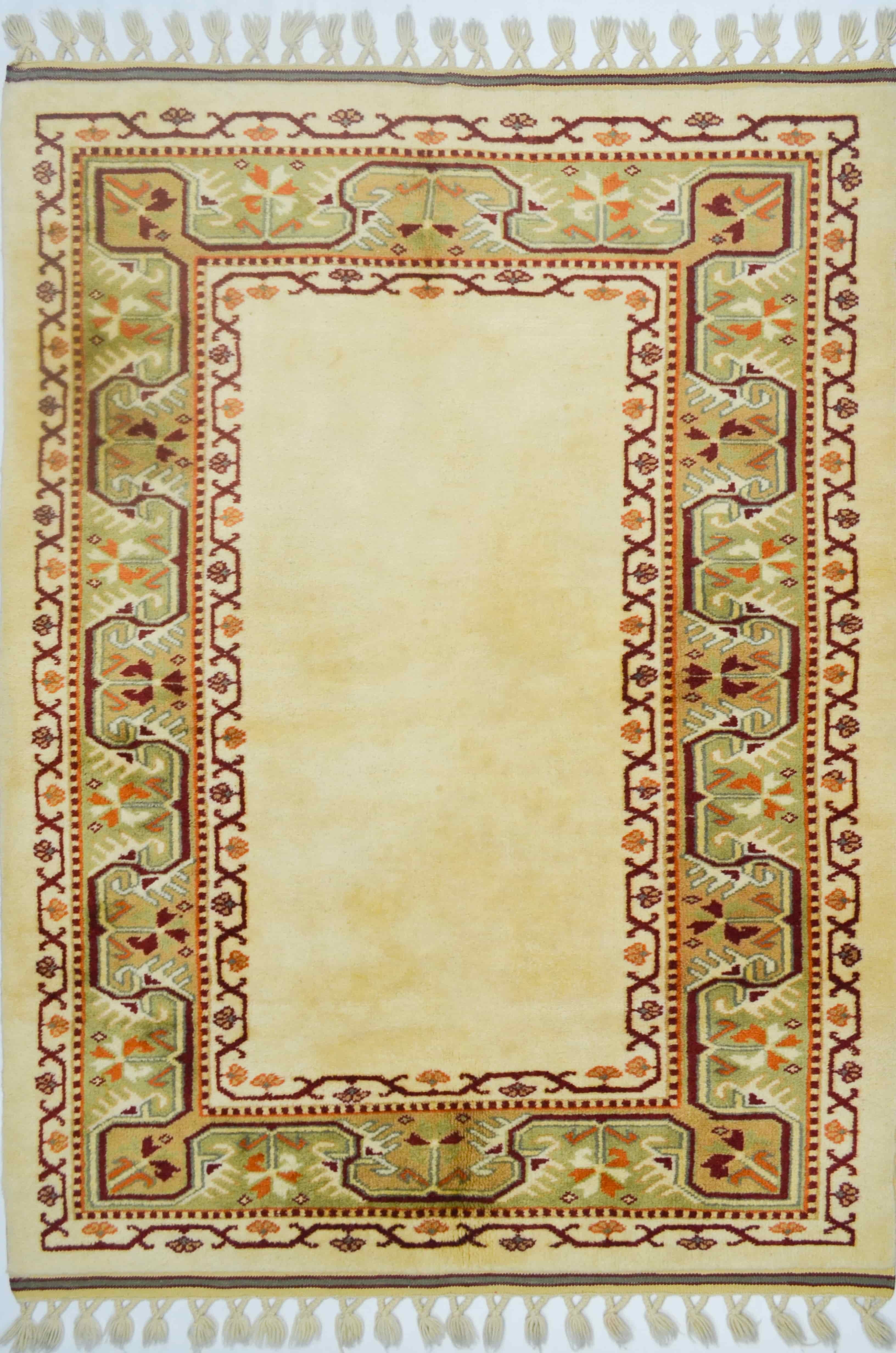 Yünden El Dokuma Bej Renk Yörük Halısı 127x185 cm (2.35 m²)