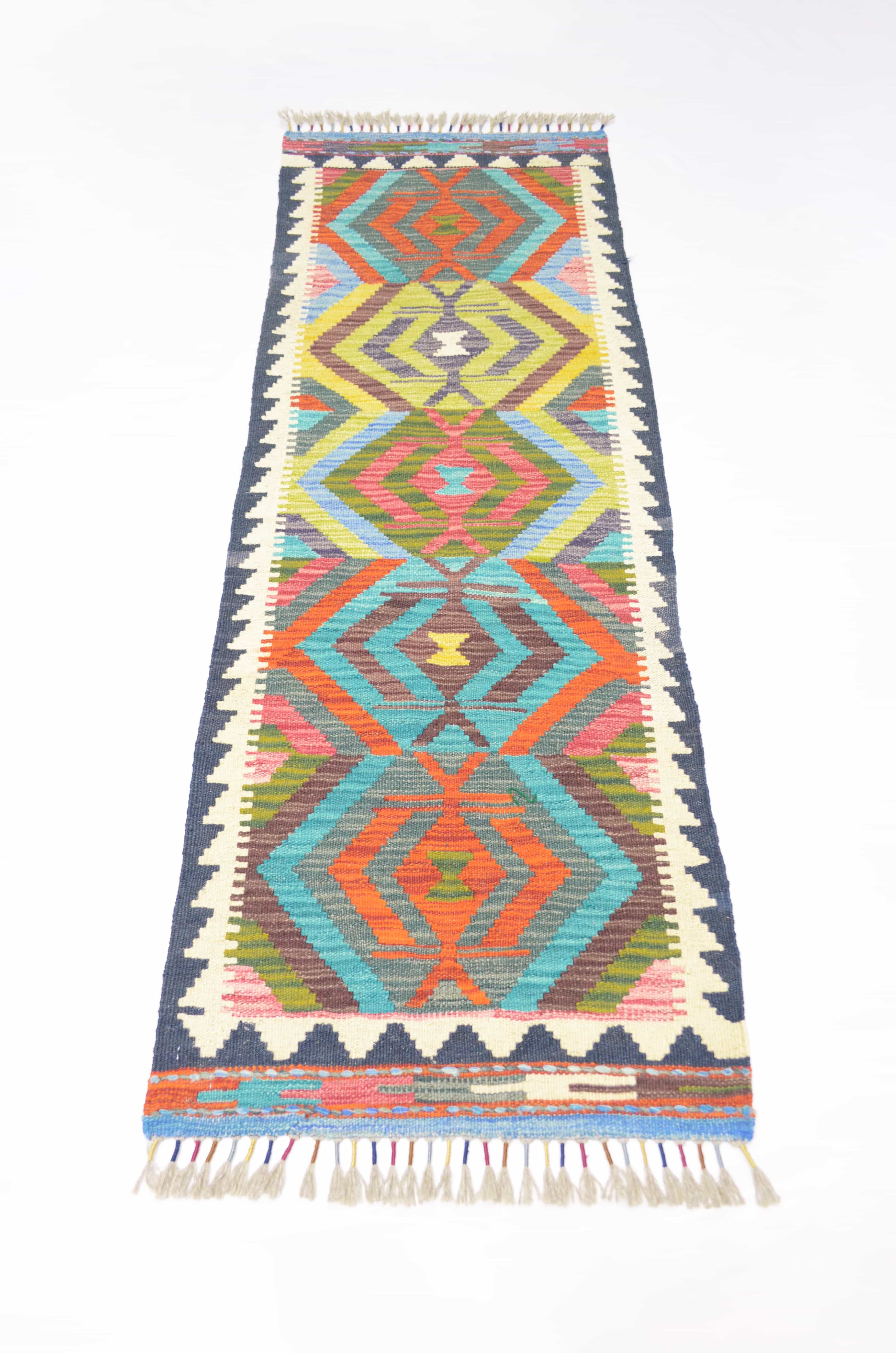 Yün İplikten El Dokuma Afgan Kilim Yolluk 53x155 cm (0.82 m²)