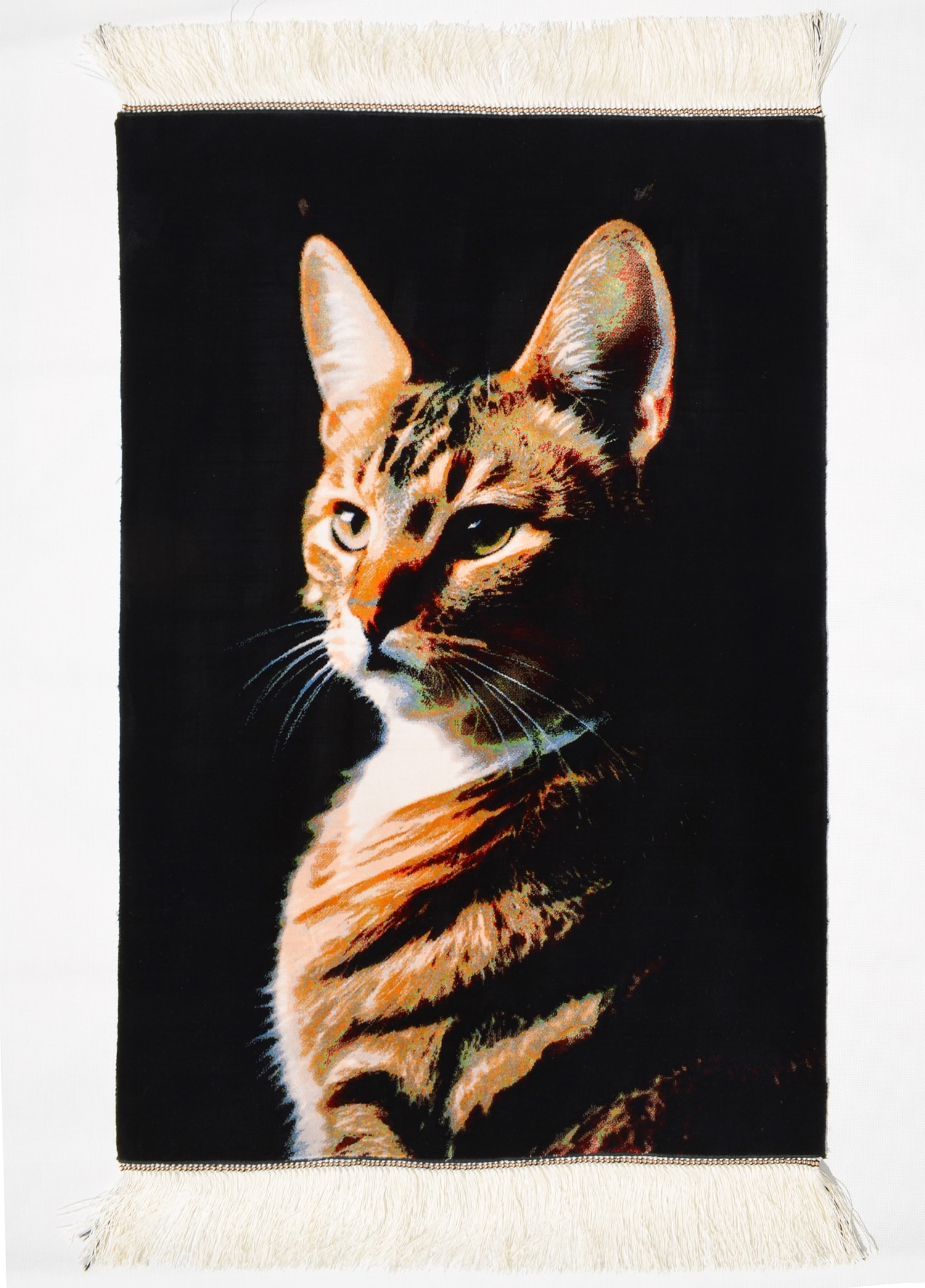 Tekir Kedi Portresi Bambu Tablo Halı 60x90 cm (0.54 m²)