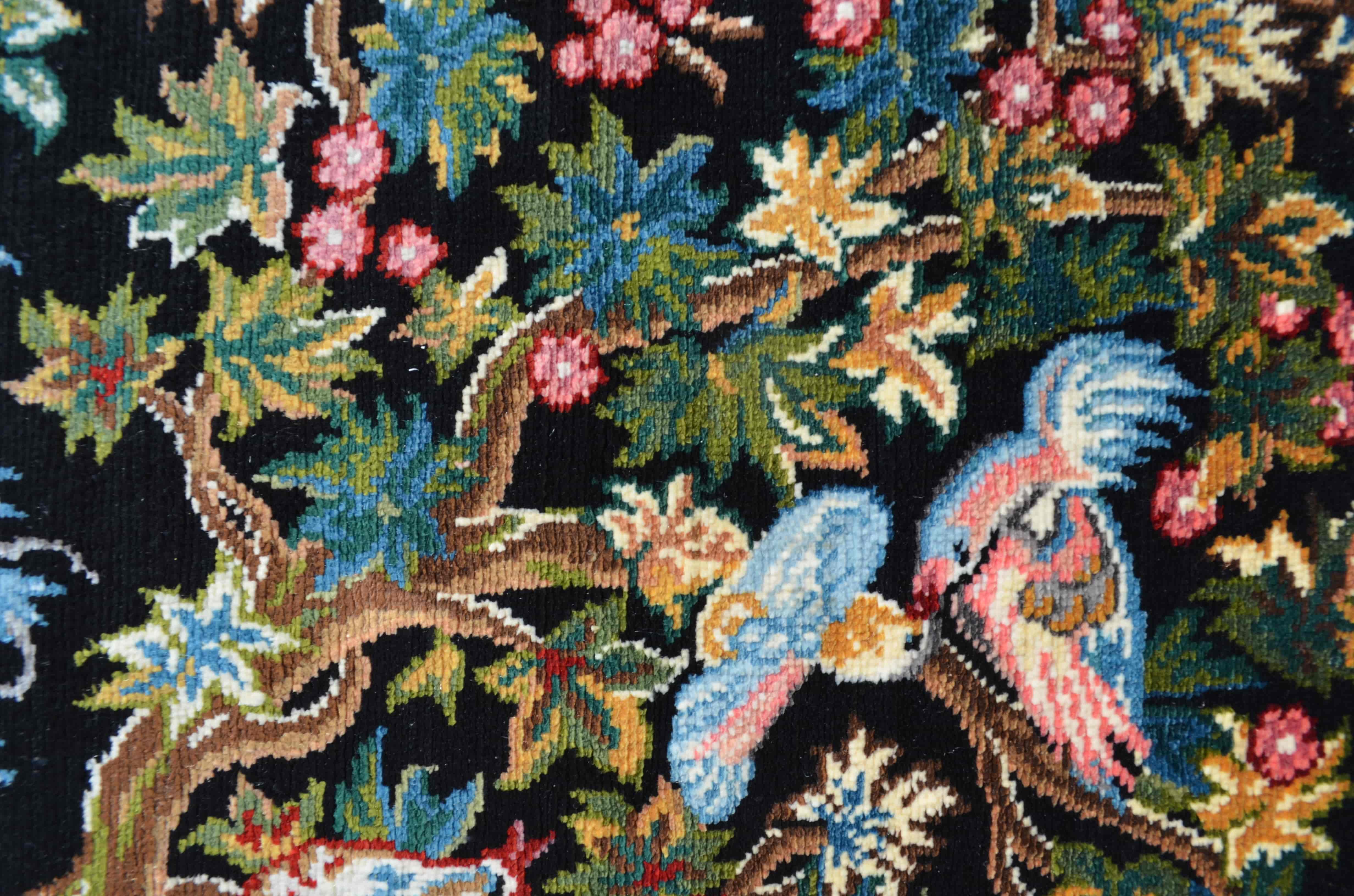 Doğa Tasvirli Saf İpek El Dokuma Duvar Halısı (32x50 cm)