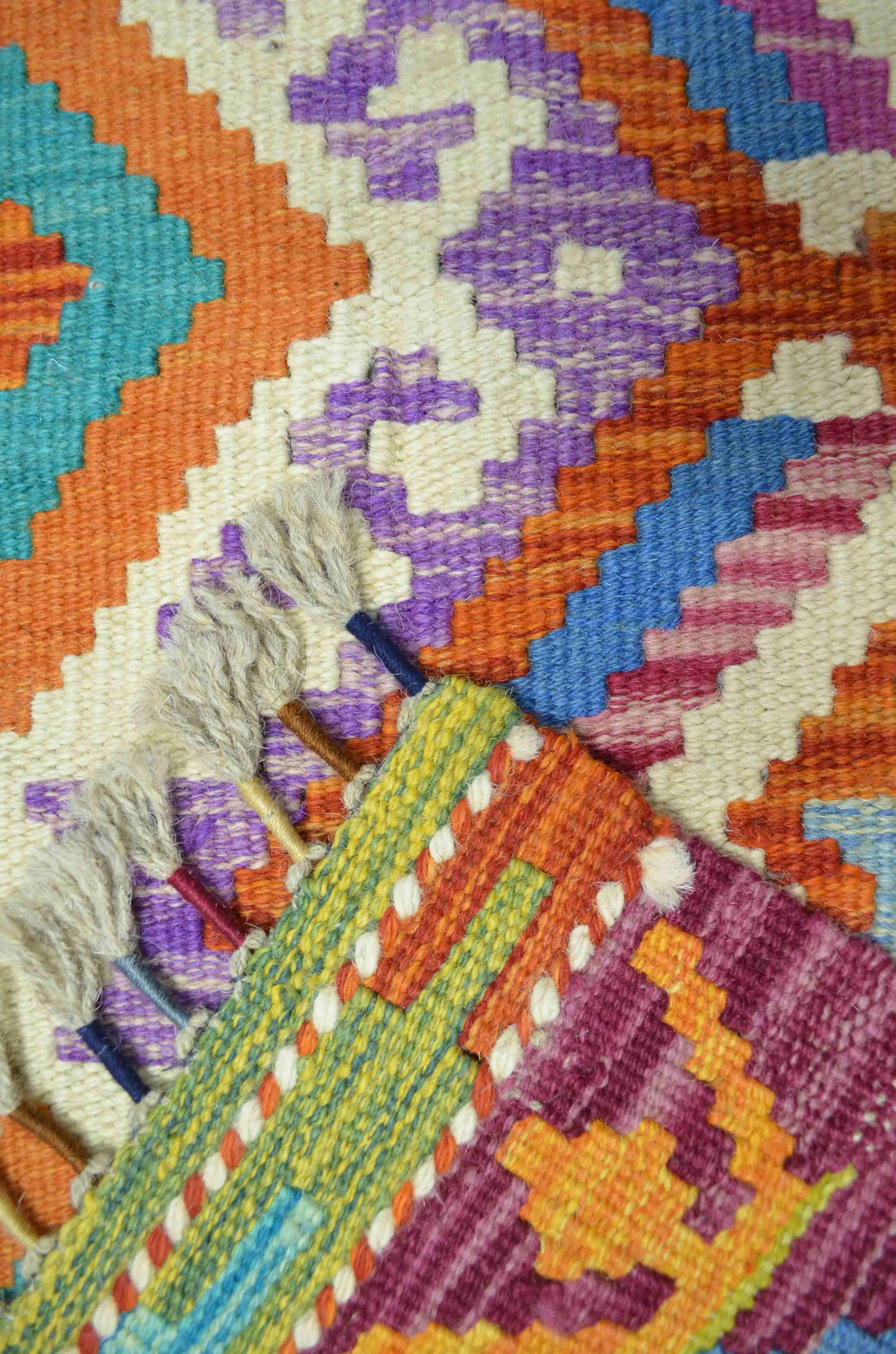 Yün İplikten El Dokuma Afgan Kilim 81x122 cm (1 m²)