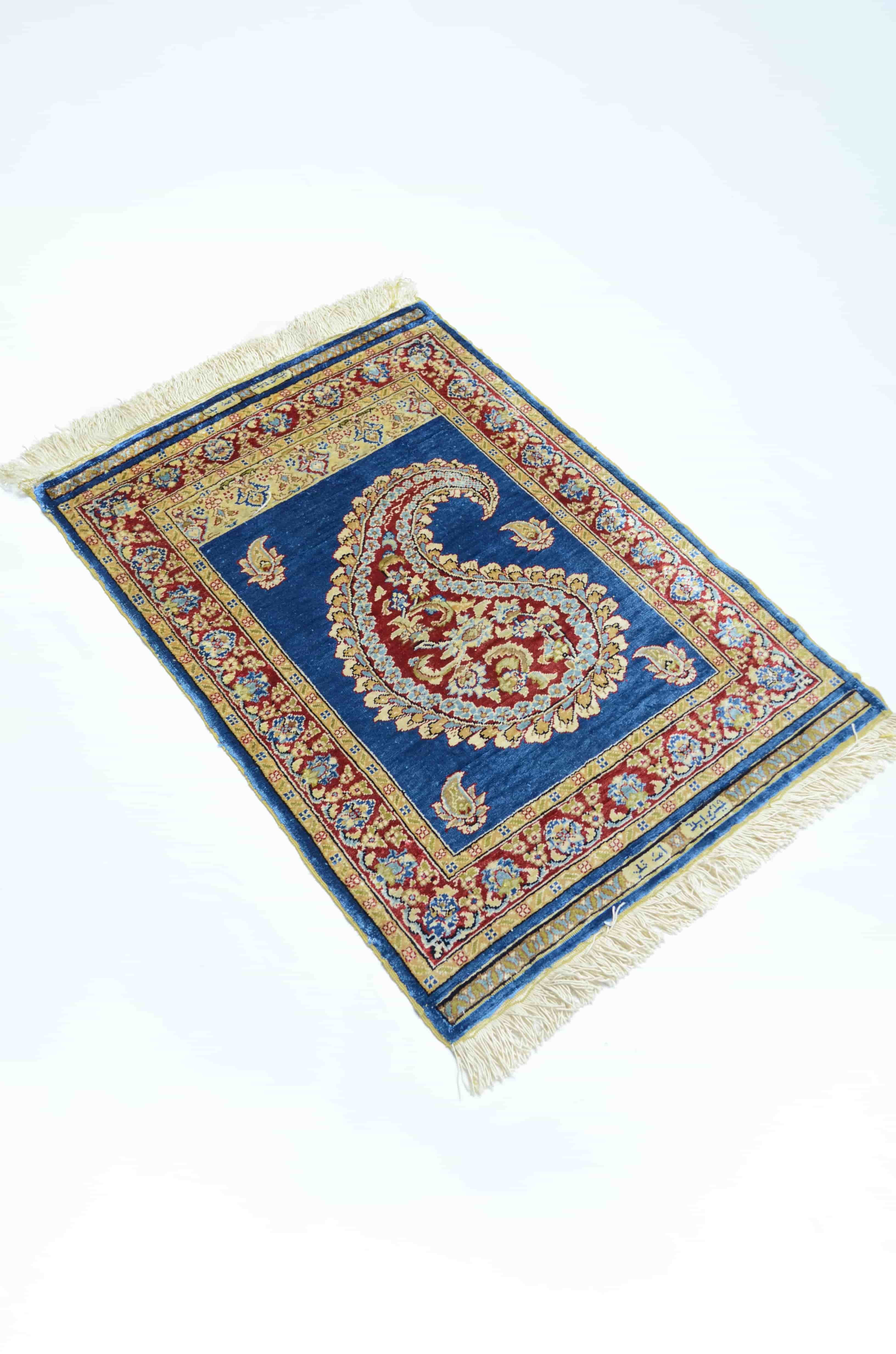 Saf İpekten El Dokuma Şal Desenli Kayseri Halısı 51x71 cm (0.36 m²)