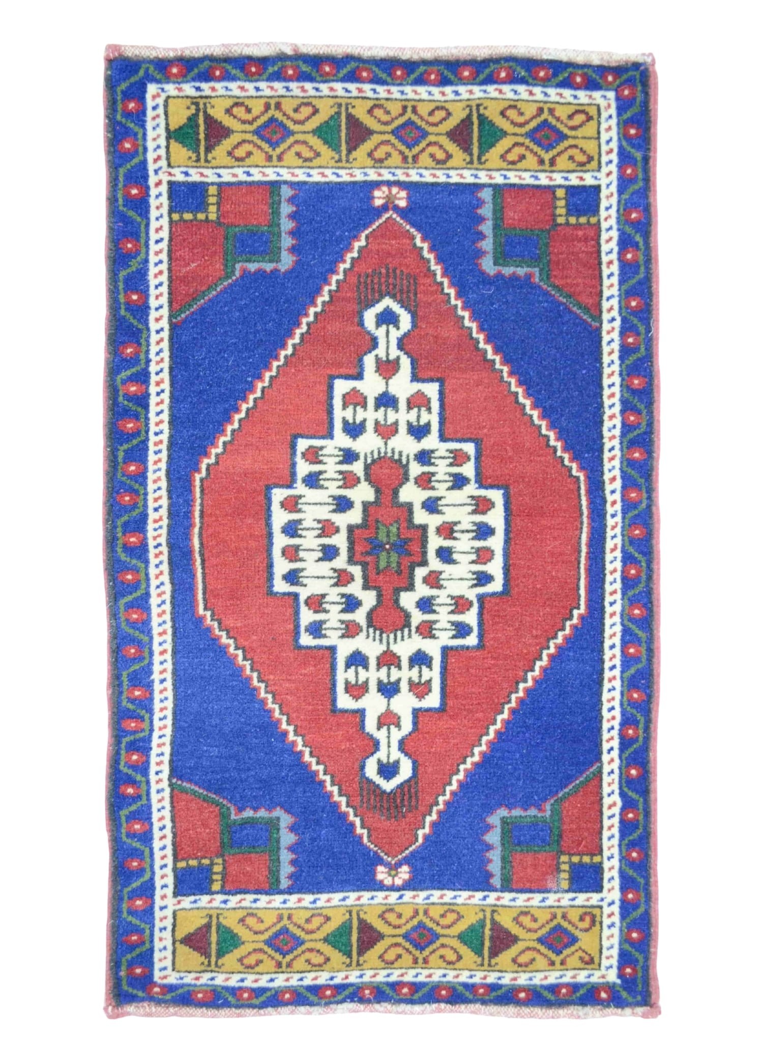 Taşpınar El Dokuma Bordo ve Lacivert Renk Yün Halı 59x98 cm (0,58 m²)