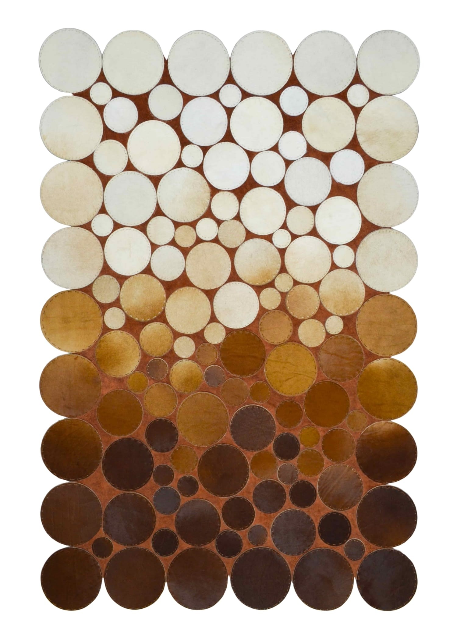 Krem ve Kahverengi Ombre Geçişli Deri Patchwork Halı 120x180 cm (2,16 m²)