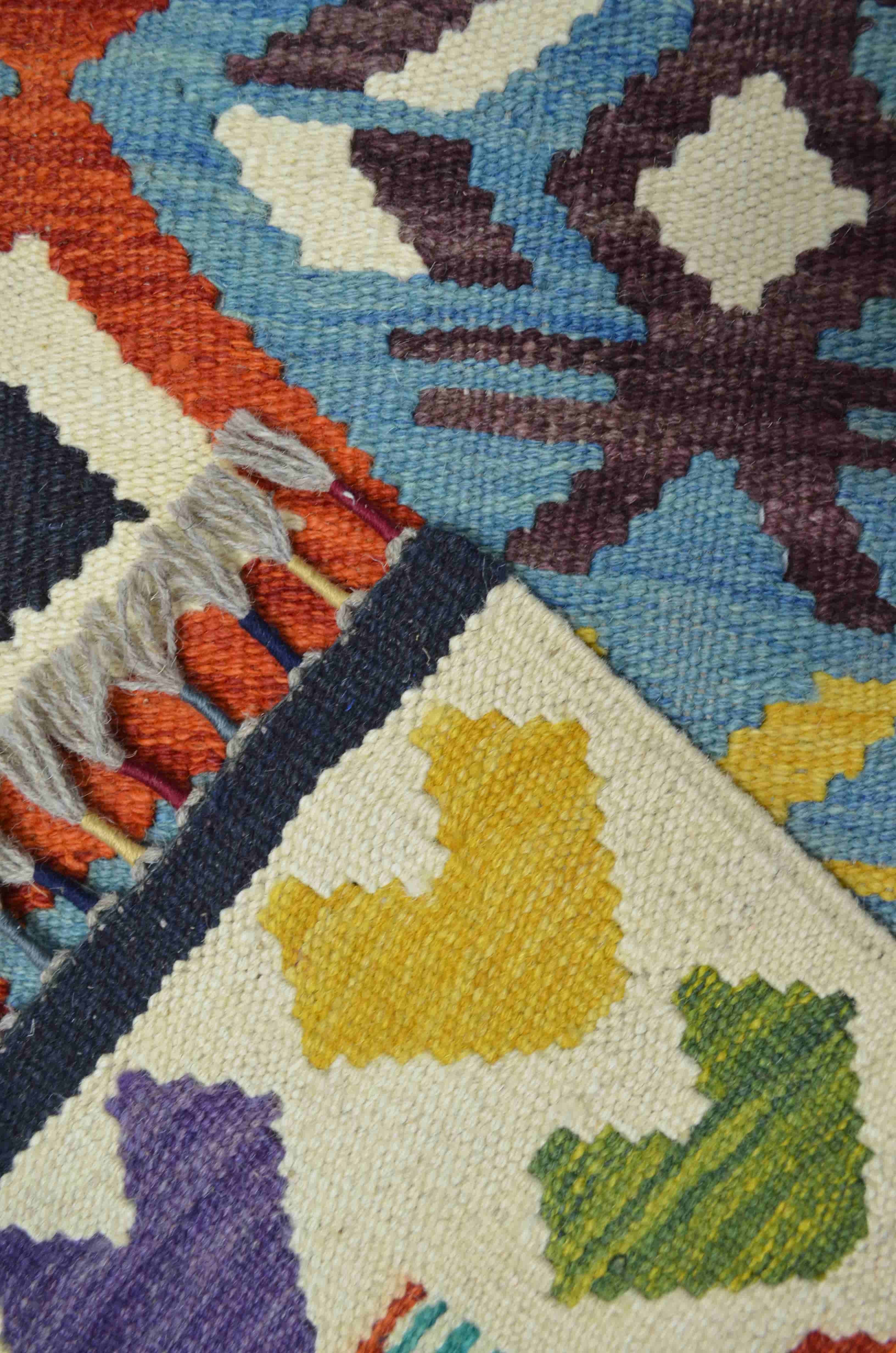 Yün İplikten El Dokuma Afgan Kilim 98x142 cm (1.39 m²)
