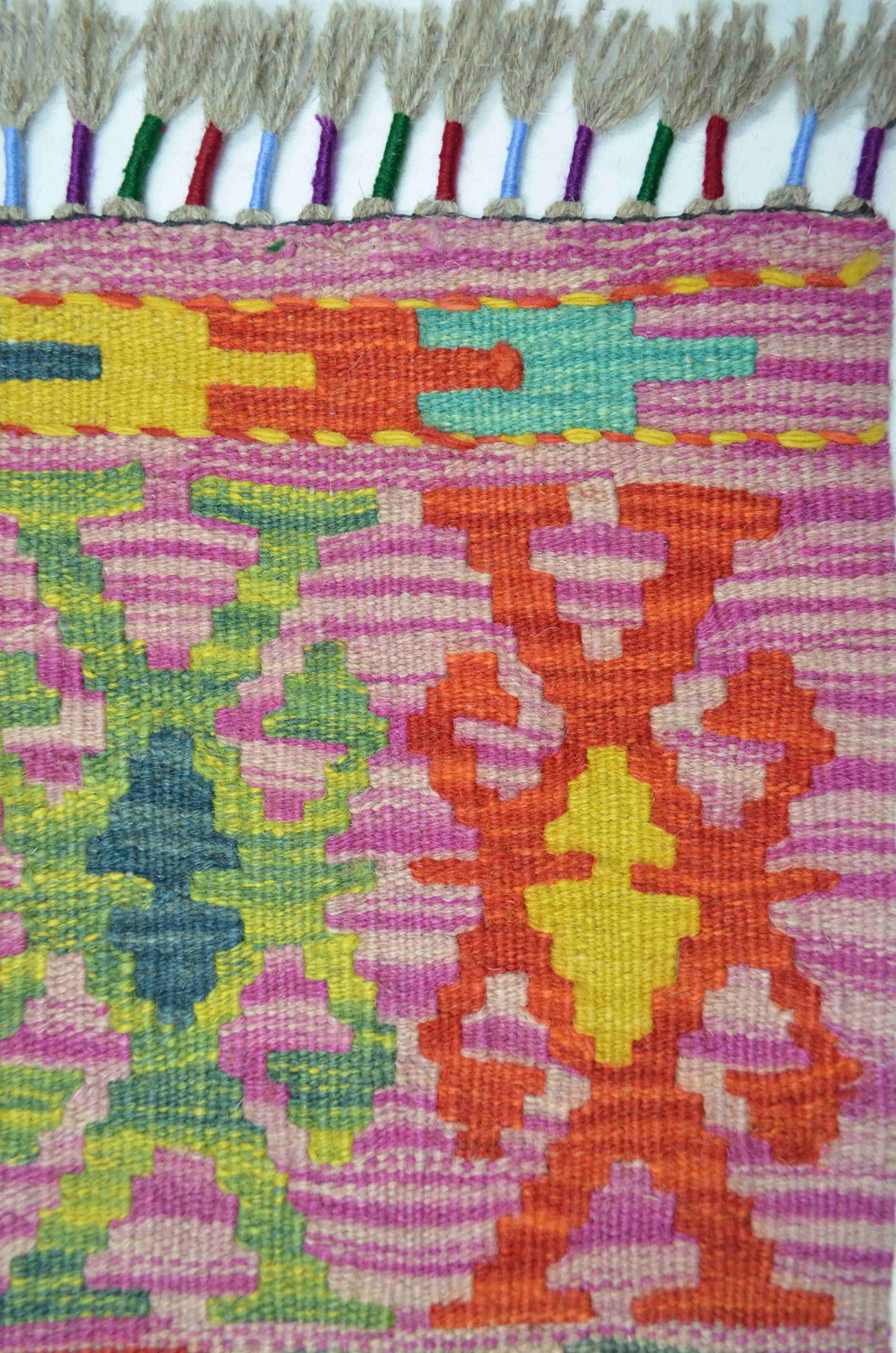 Yün İplikten El Dokuma Eflatun Renk Afgan Kilim 83x133 cm (1.1 m²)