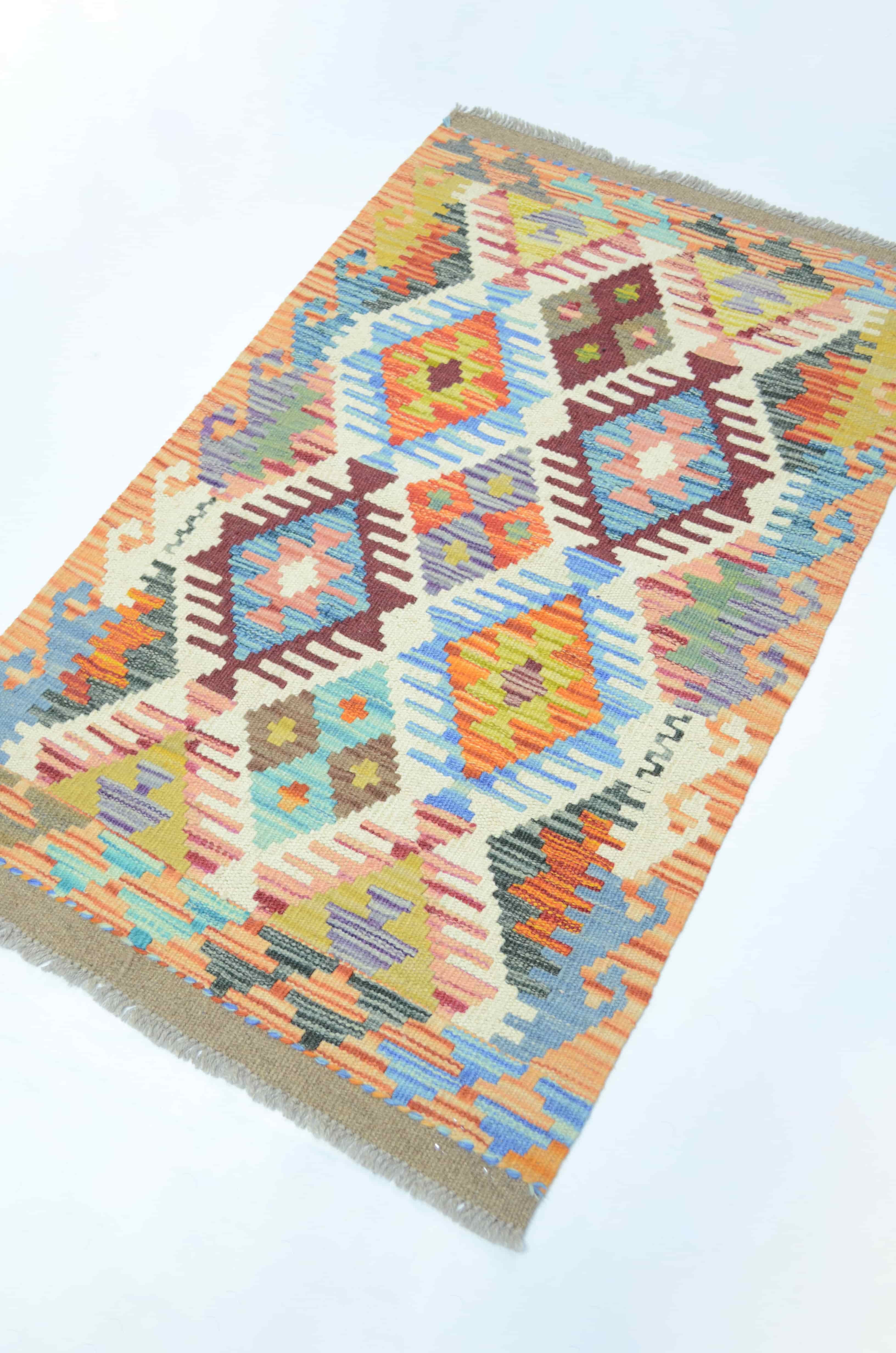 El Dokuma Renkli Afgan Kilim 60x90 cm (0.54 m²)