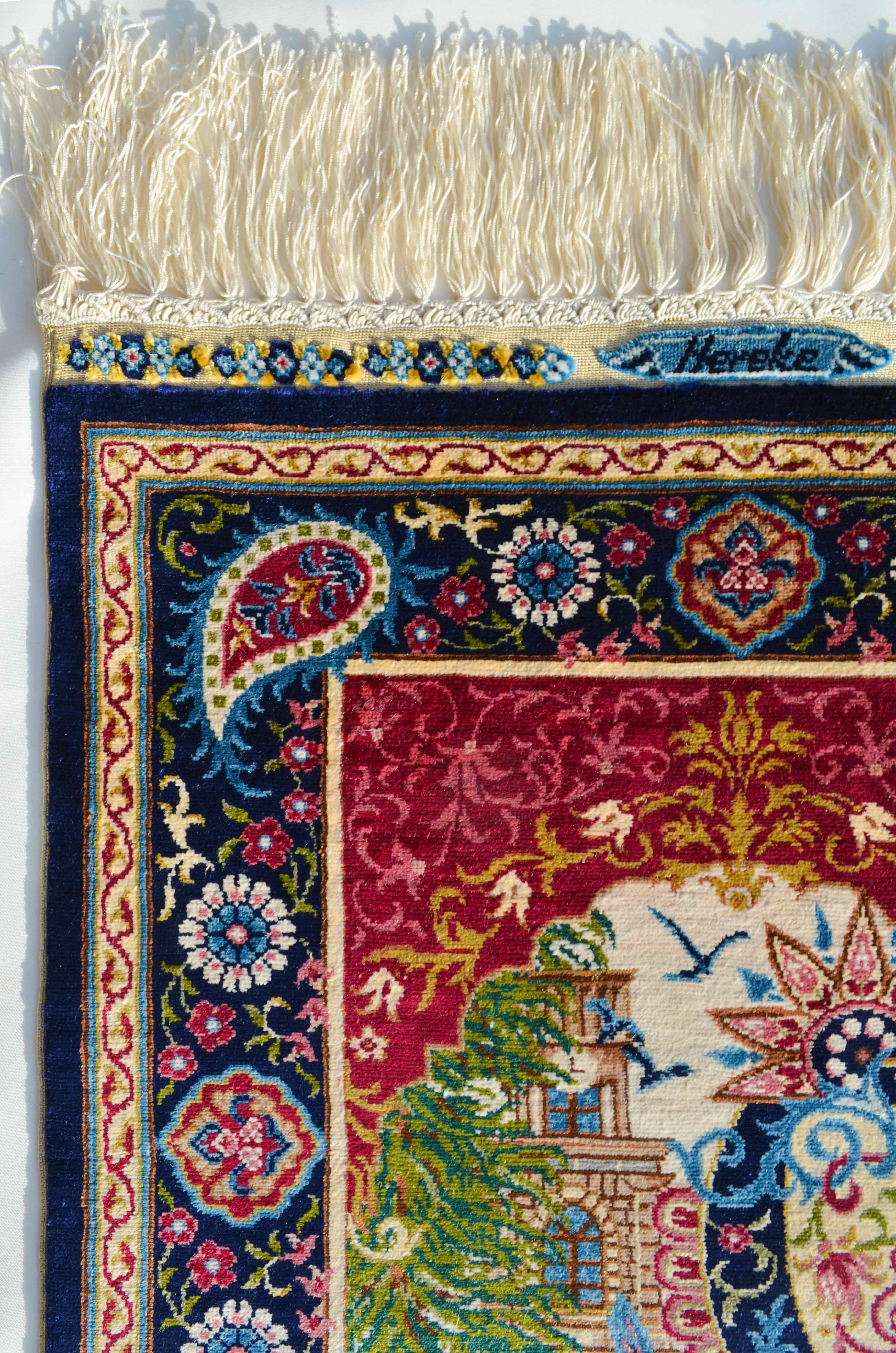 Tophane Saat Kulesi Desenli Saf İpek El Dokuma Duvar Halısı (40x57 cm)