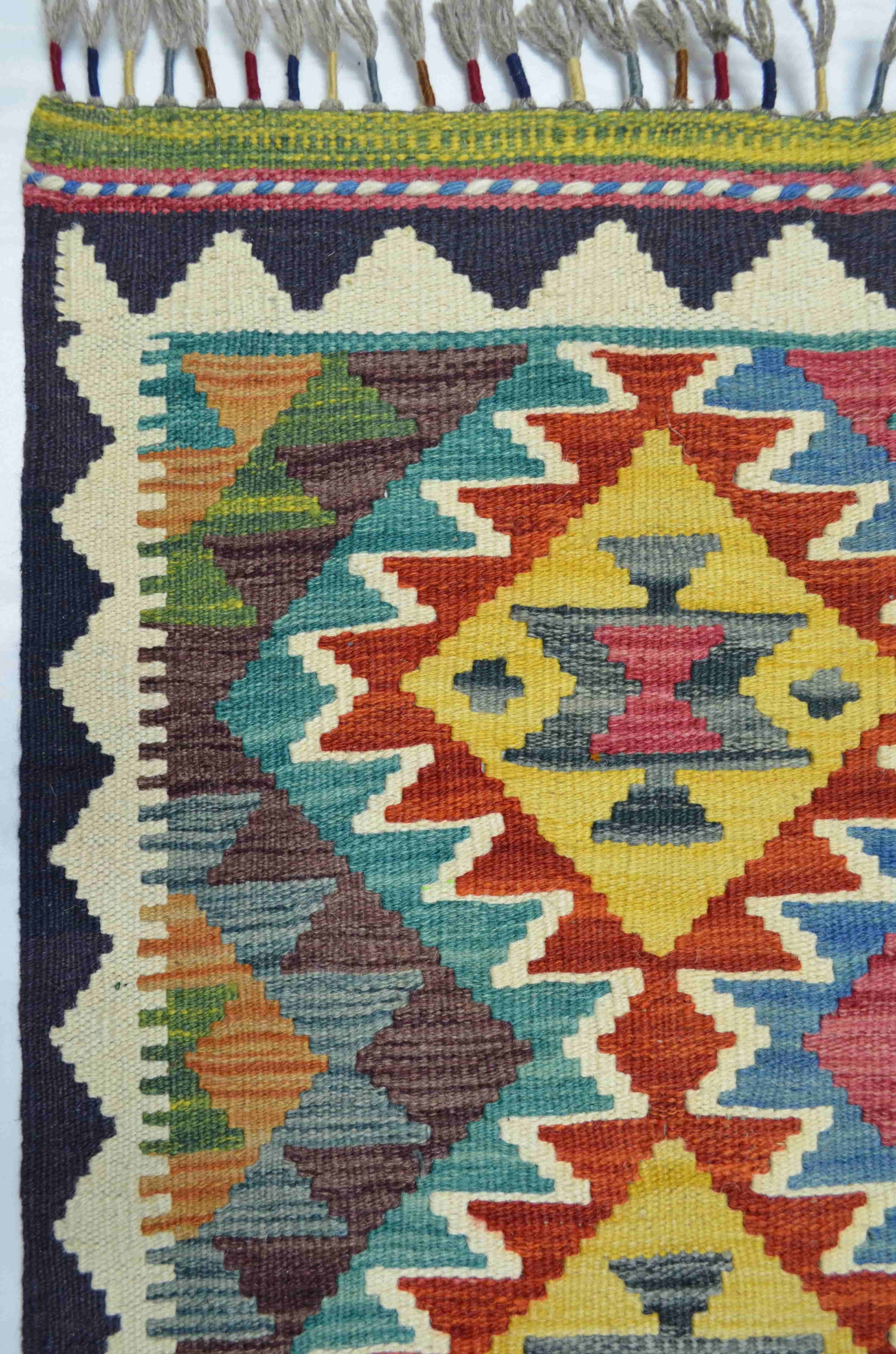 Yün İplikten El Dokuma Afgan Kilim 80x130 cm (1.04 m²)