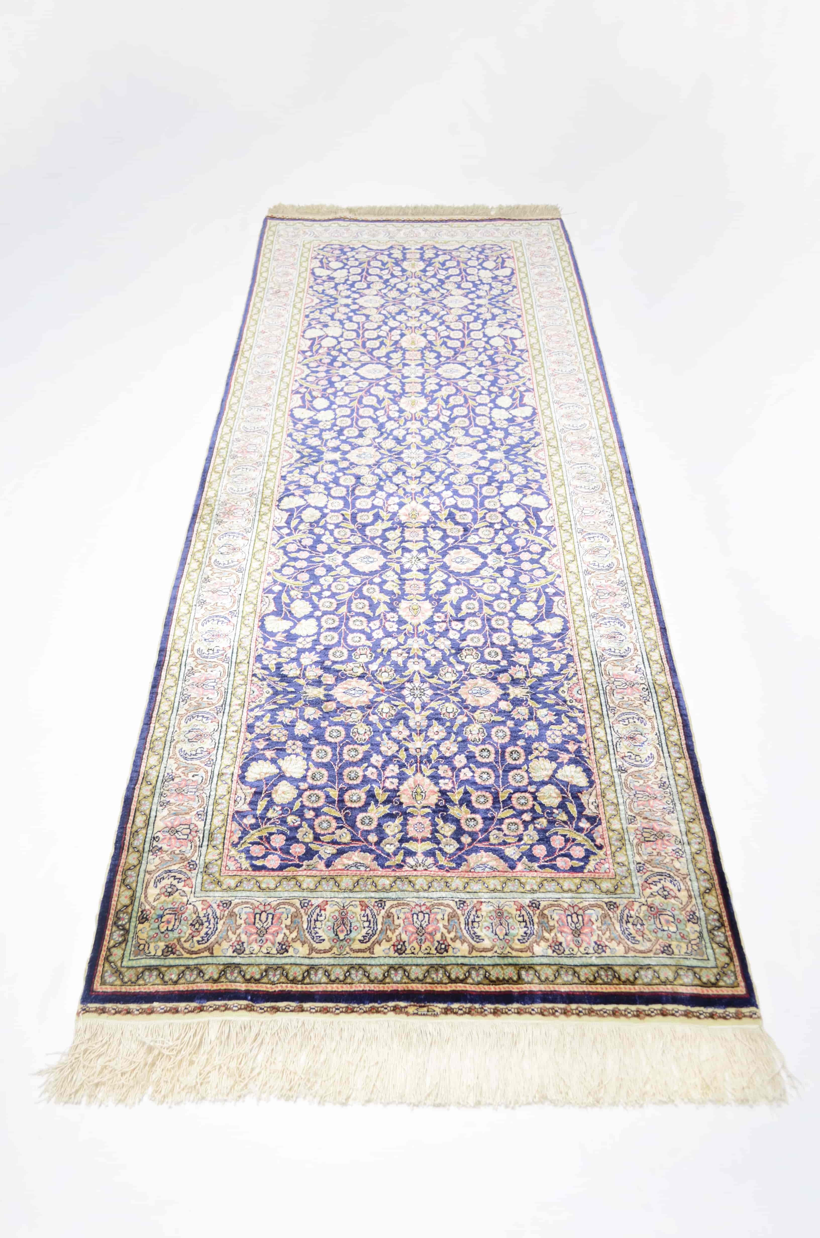 Saf İpekten El Dokuma Kayseri Halısı Yolluk 87x218 cm (1.9 m²)
