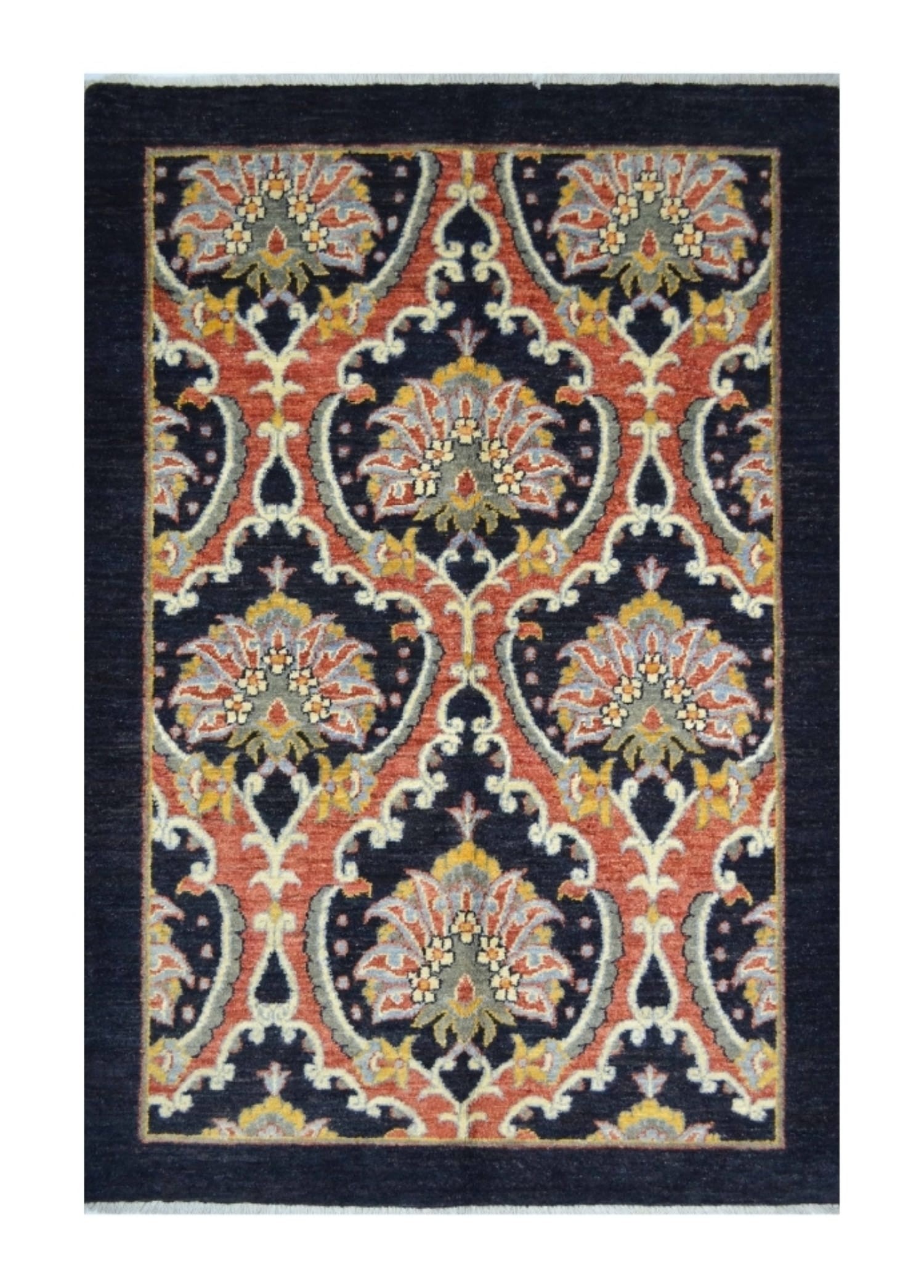 Uşak Ziegler El Dokuma Halı Siyah, Kırmızı ve Altın Renk 102x154 cm (1.57 m²)