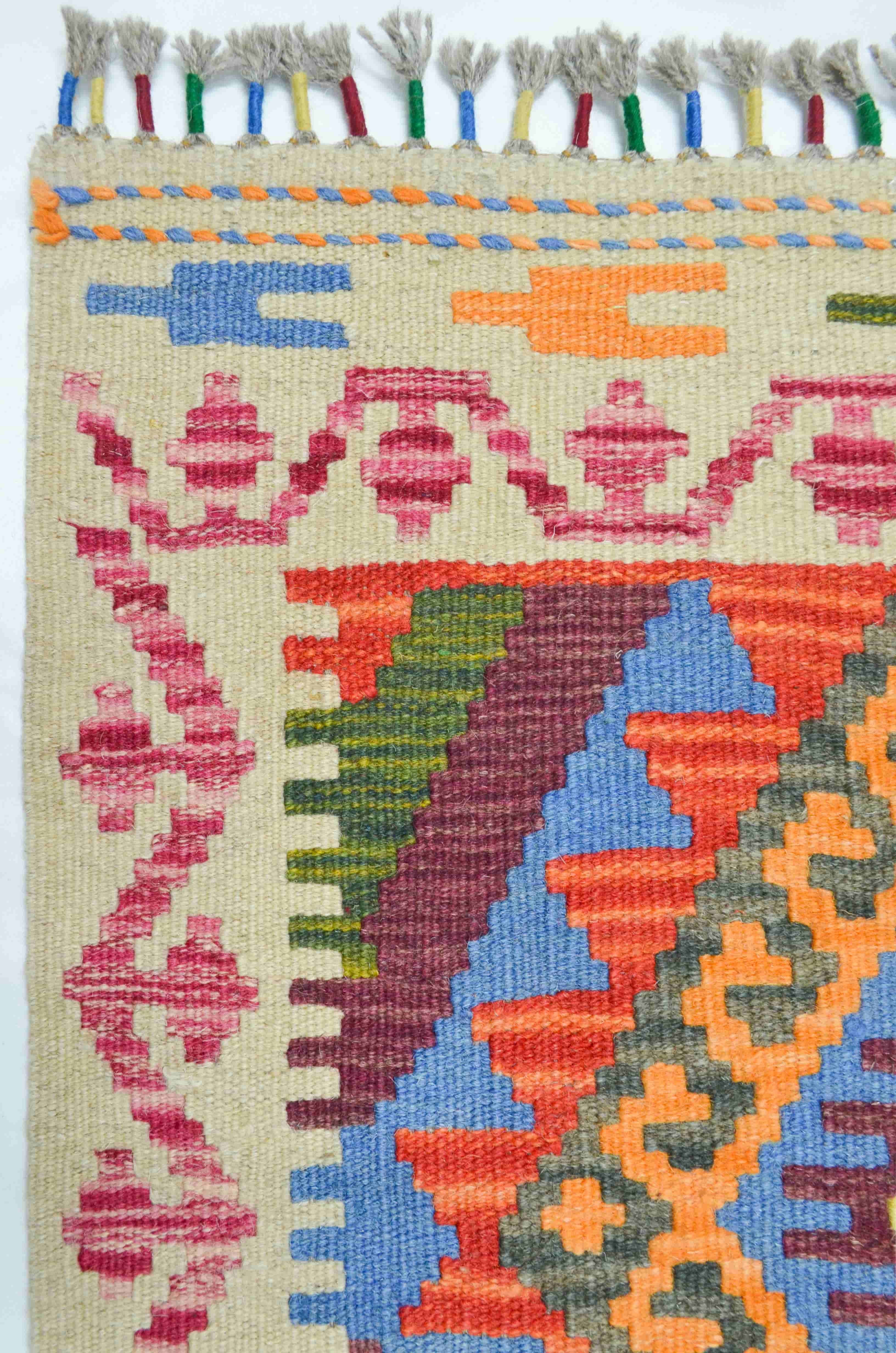 Yün İplikten El Dokuma Afgan Kilim 63x97 cm (0.61 m²)