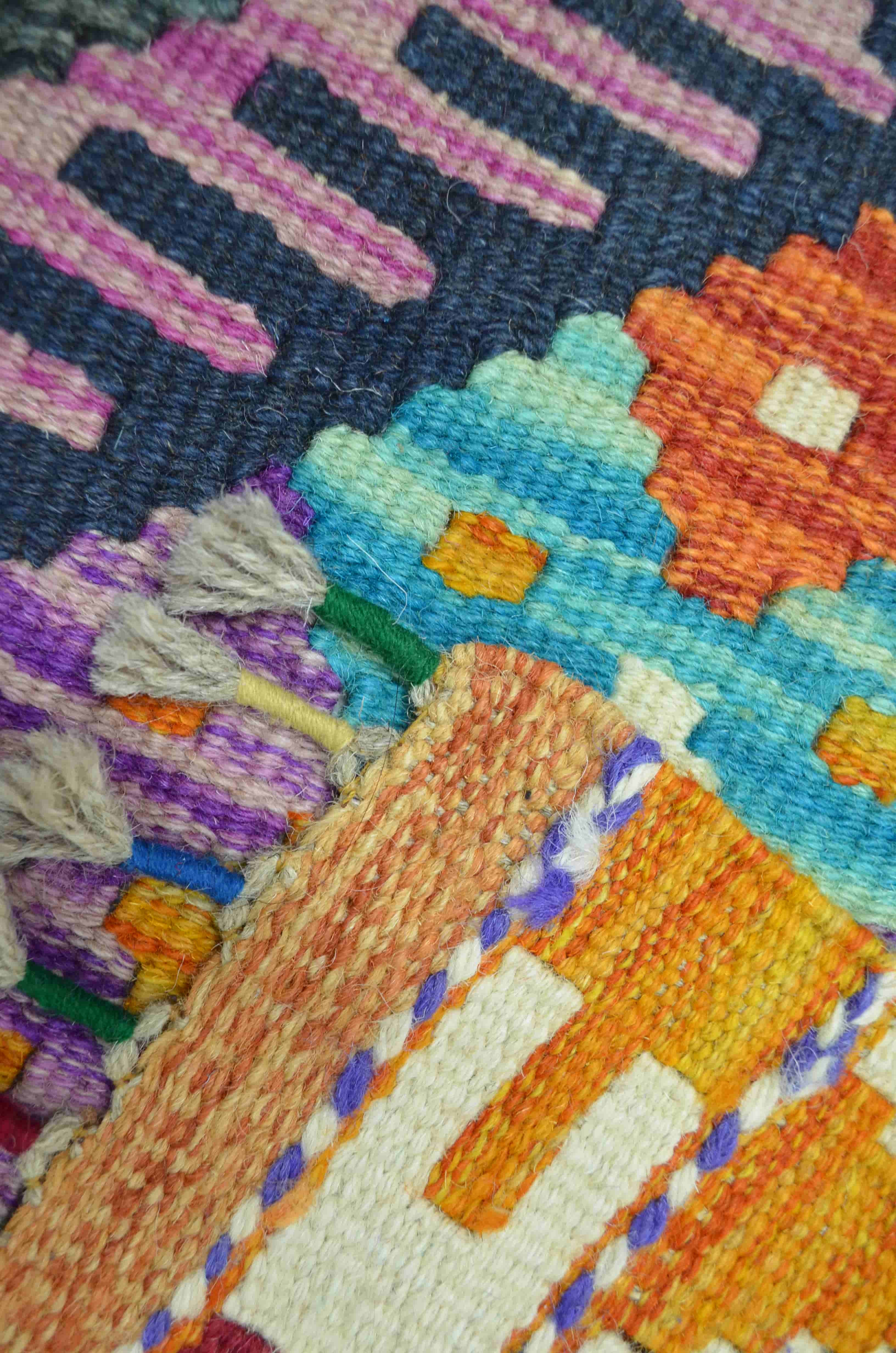 Yün İplikten El Dokuma Afgan Kilim 58x96 cm (0.56 m²)