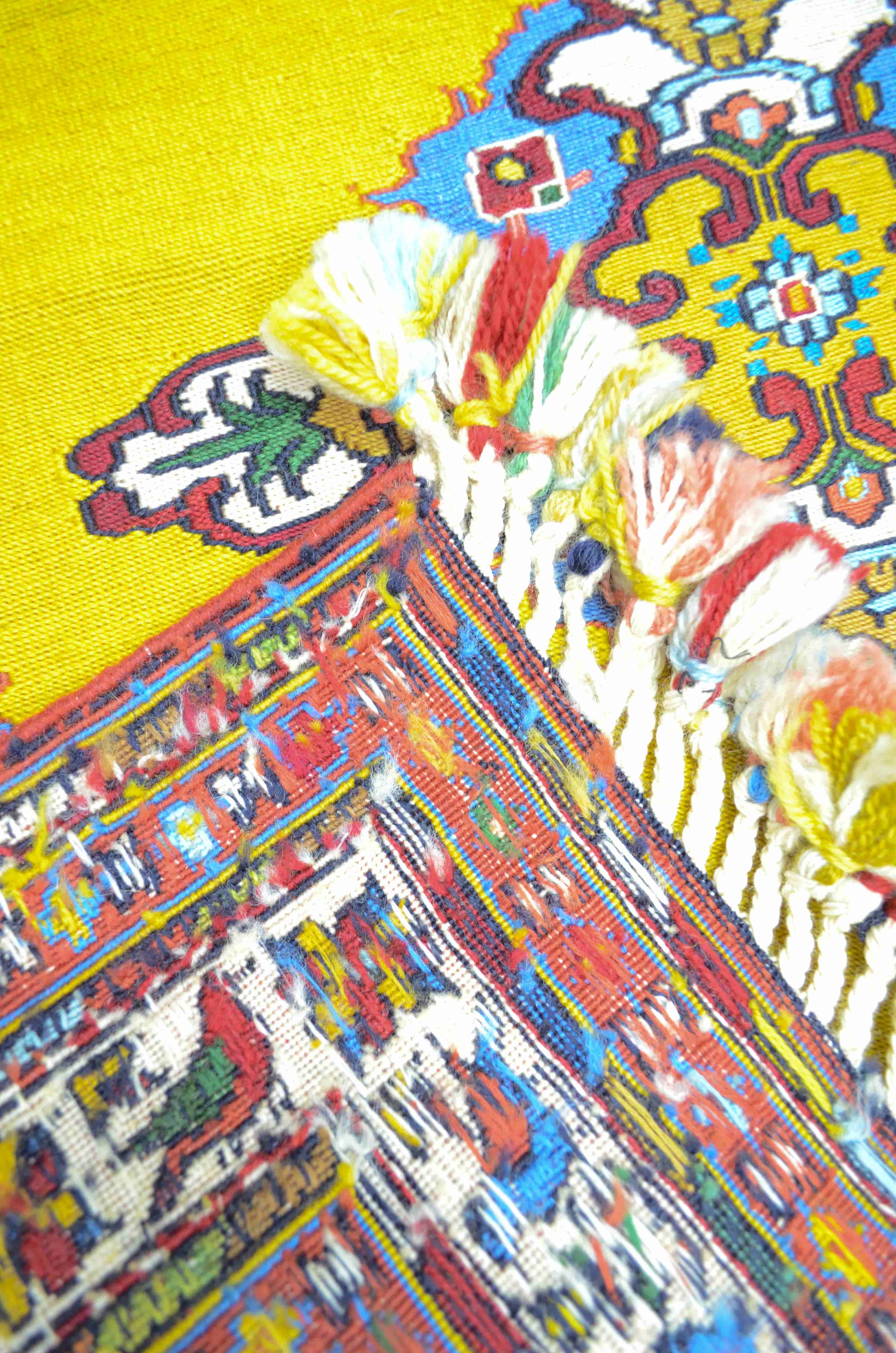 El Dokuma Sarı Renk İran Sumak Kilim 78x83 cm (0.65 m²)