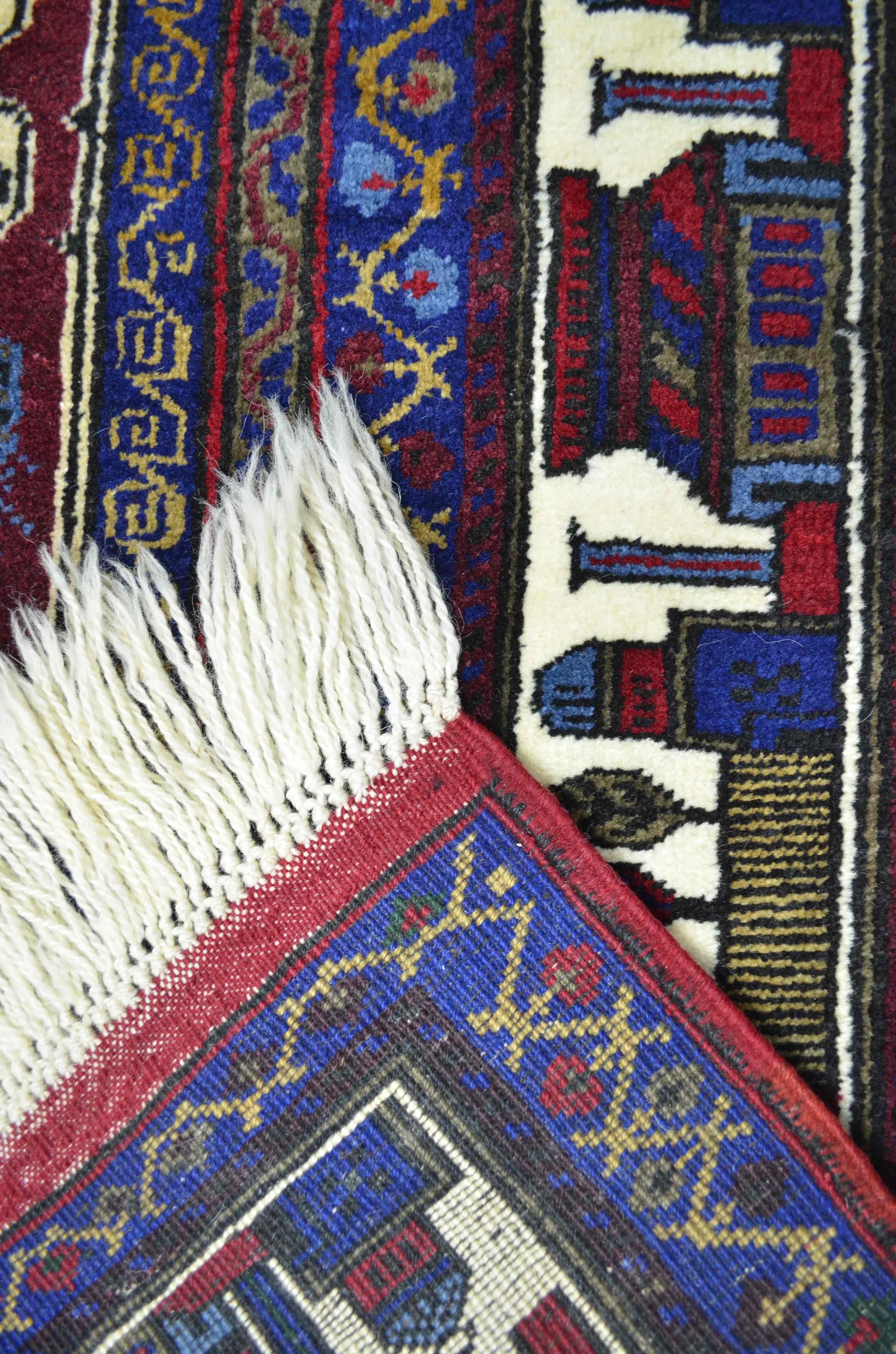 Yahyalı Mihraplı Bordo ve Lacivert Renk El Dokuma Kayseri Halısı 125x207 cm (2.59 m²)