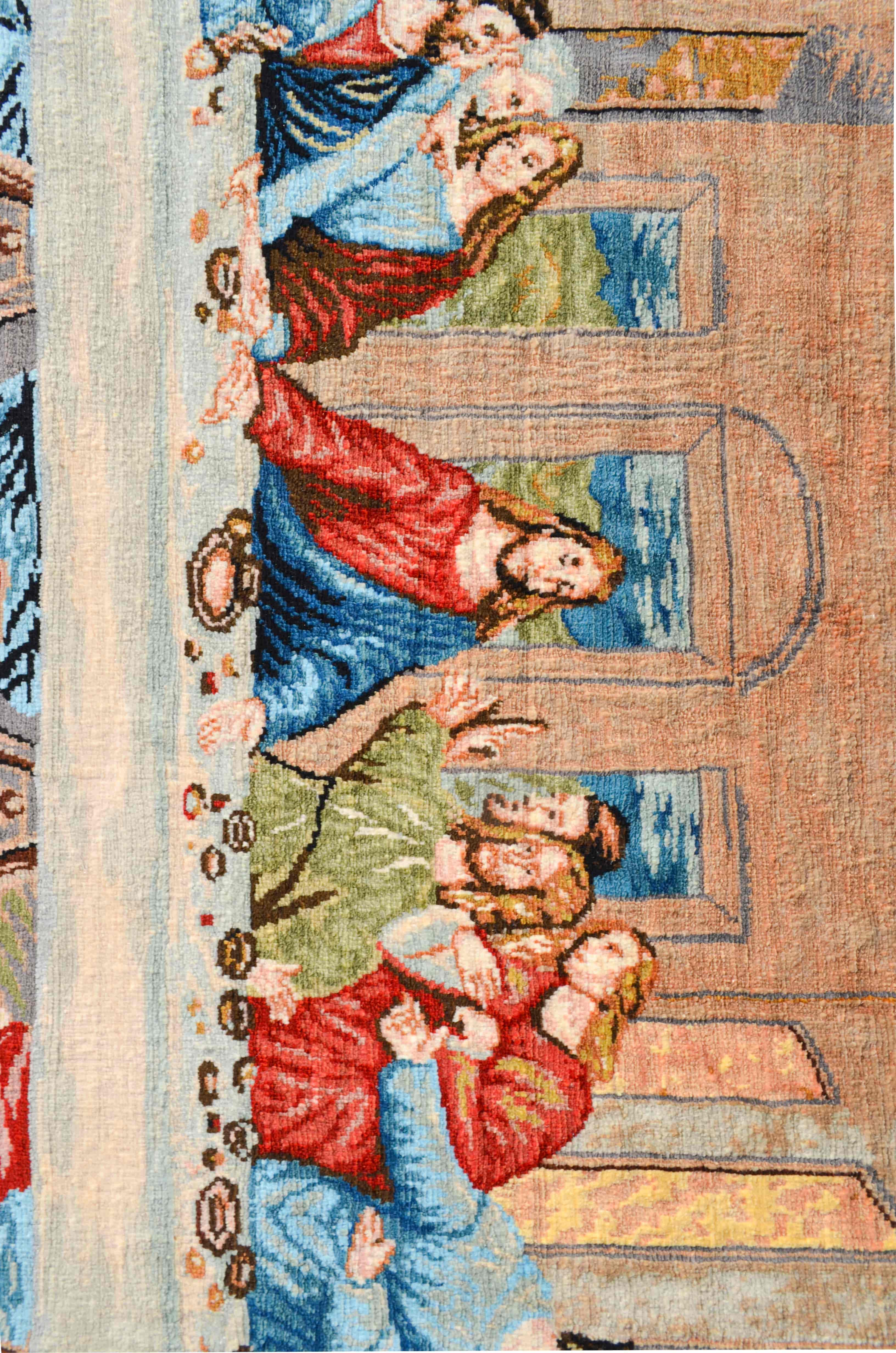 Son Akşam Yemeği Desenli Saf İpek El Dokuma Duvar Halısı (36x60 cm)