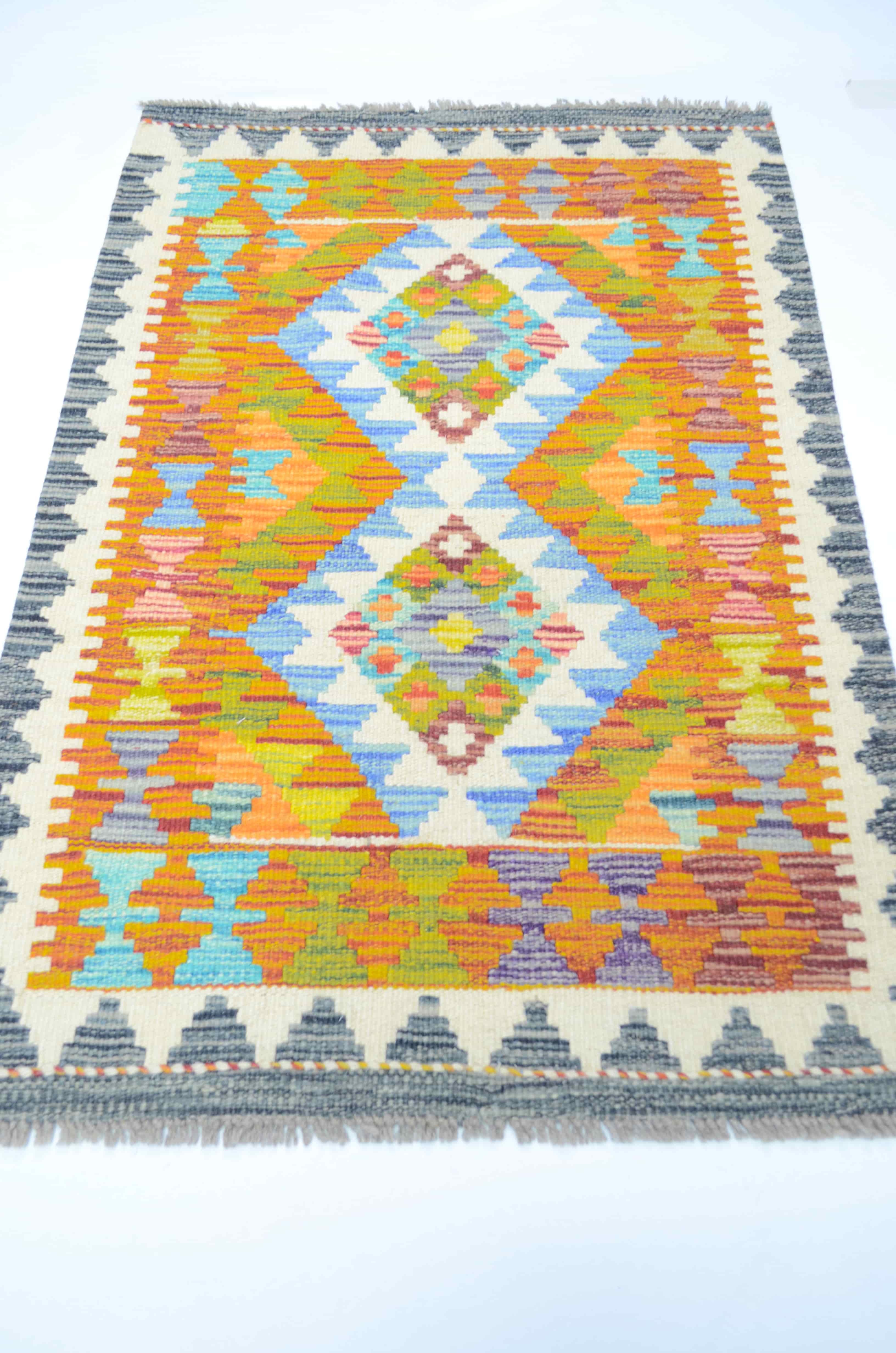 El Dokuma Renkli Afgan Kilim 60x90 cm (0.54 m²)