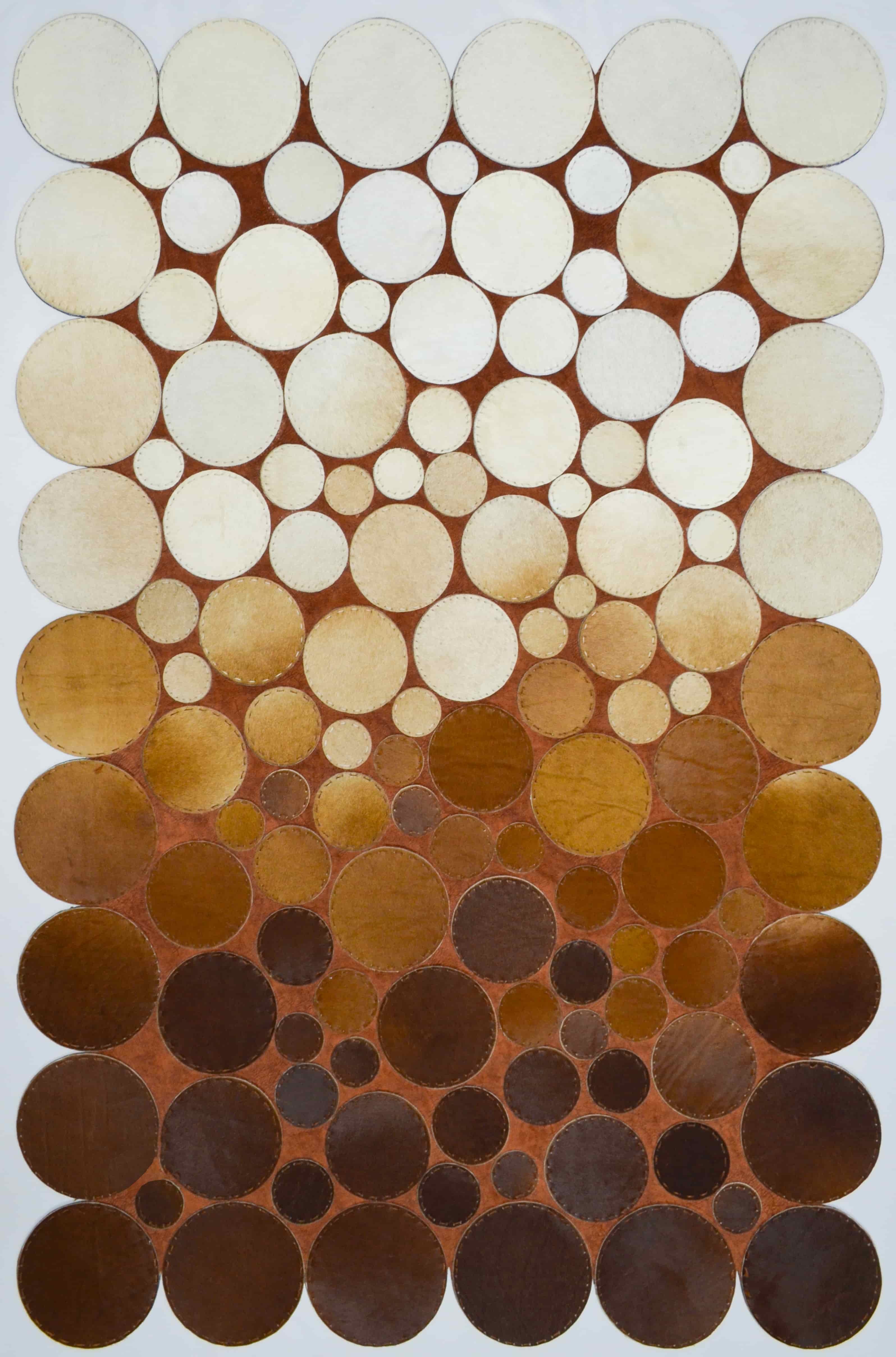 Krem ve Kahverengi Ombre Geçişli Deri Patchwork Halı 120x180 cm (2,16 m²)
