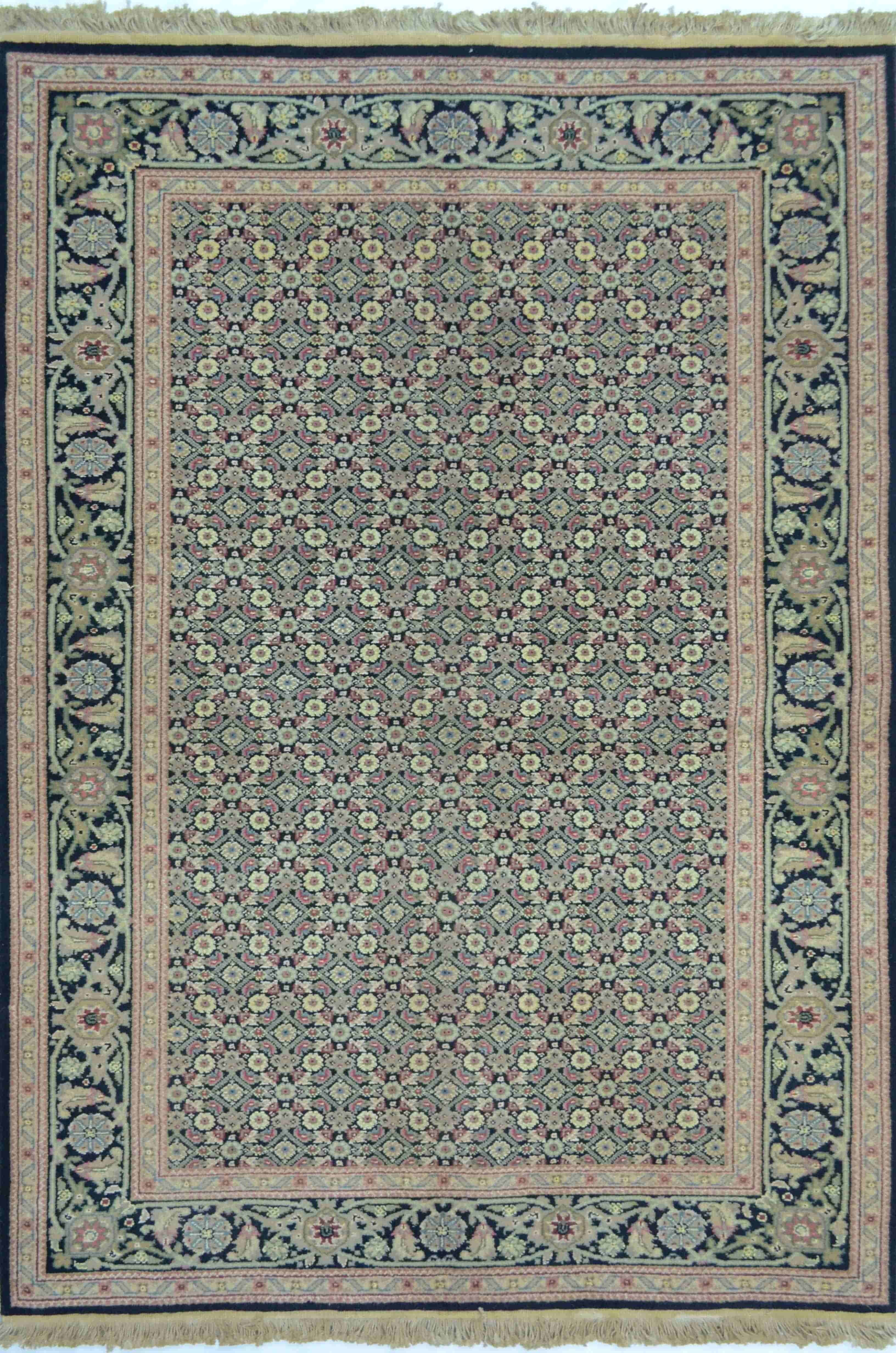  Yünden El Dokuma Siyah Renk İran İsfahan Halısı 94x156 cm (1.46 m²)