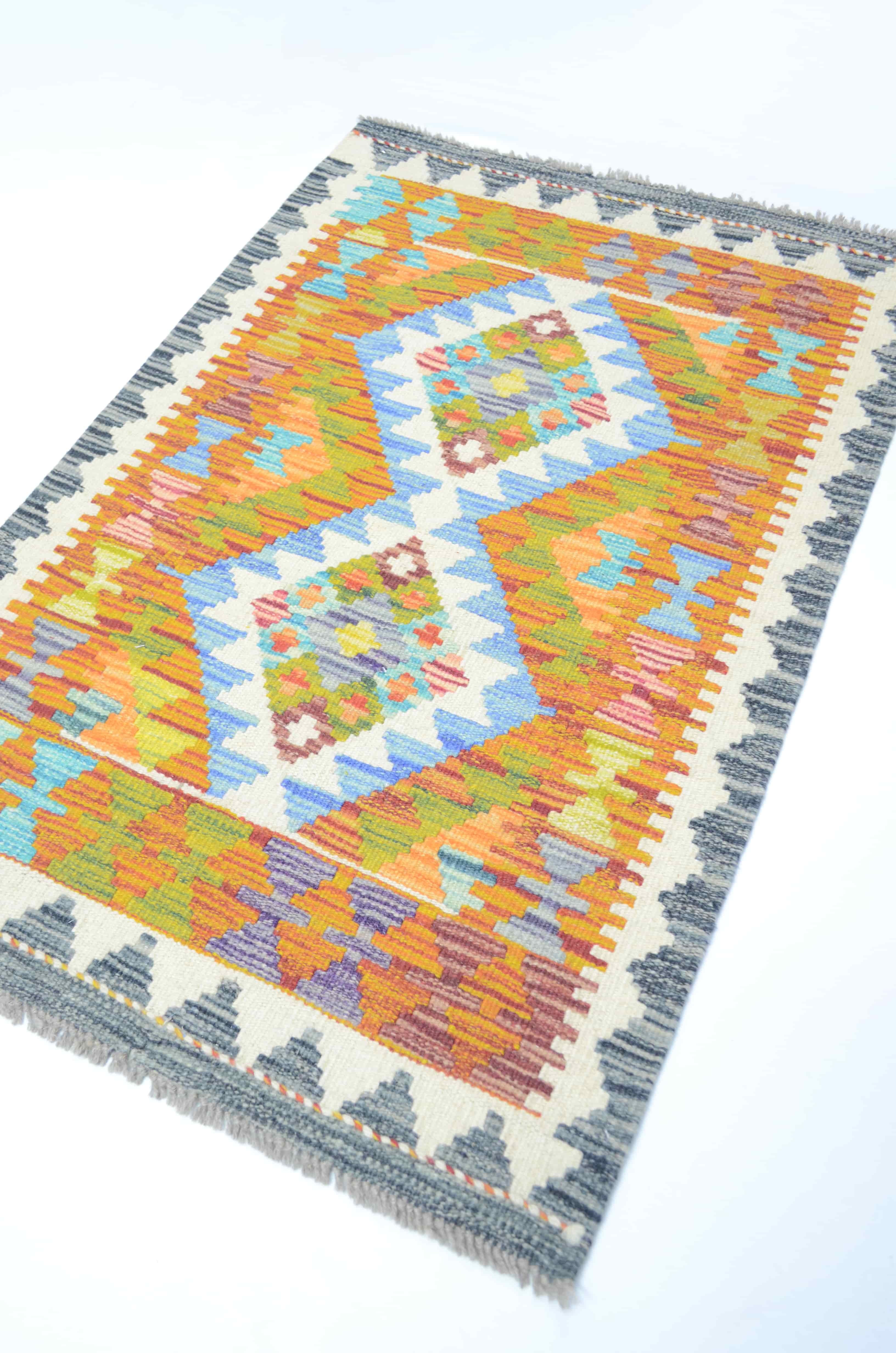 El Dokuma Renkli Afgan Kilim 60x90 cm (0.54 m²)