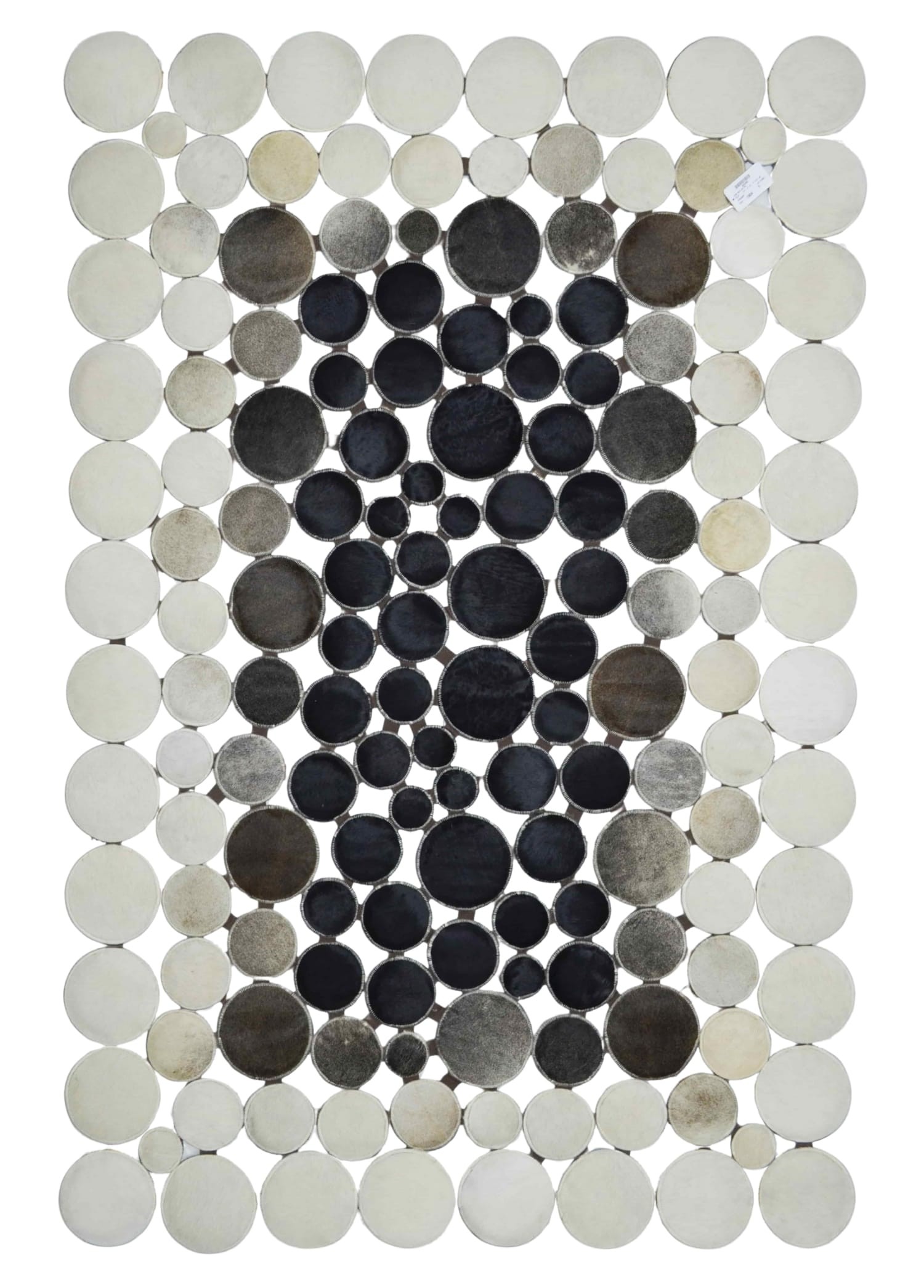 Siyah ve Beyaz Ombre Geçişli Deri Patchwork Halı 120x180 cm (2,16 m²)