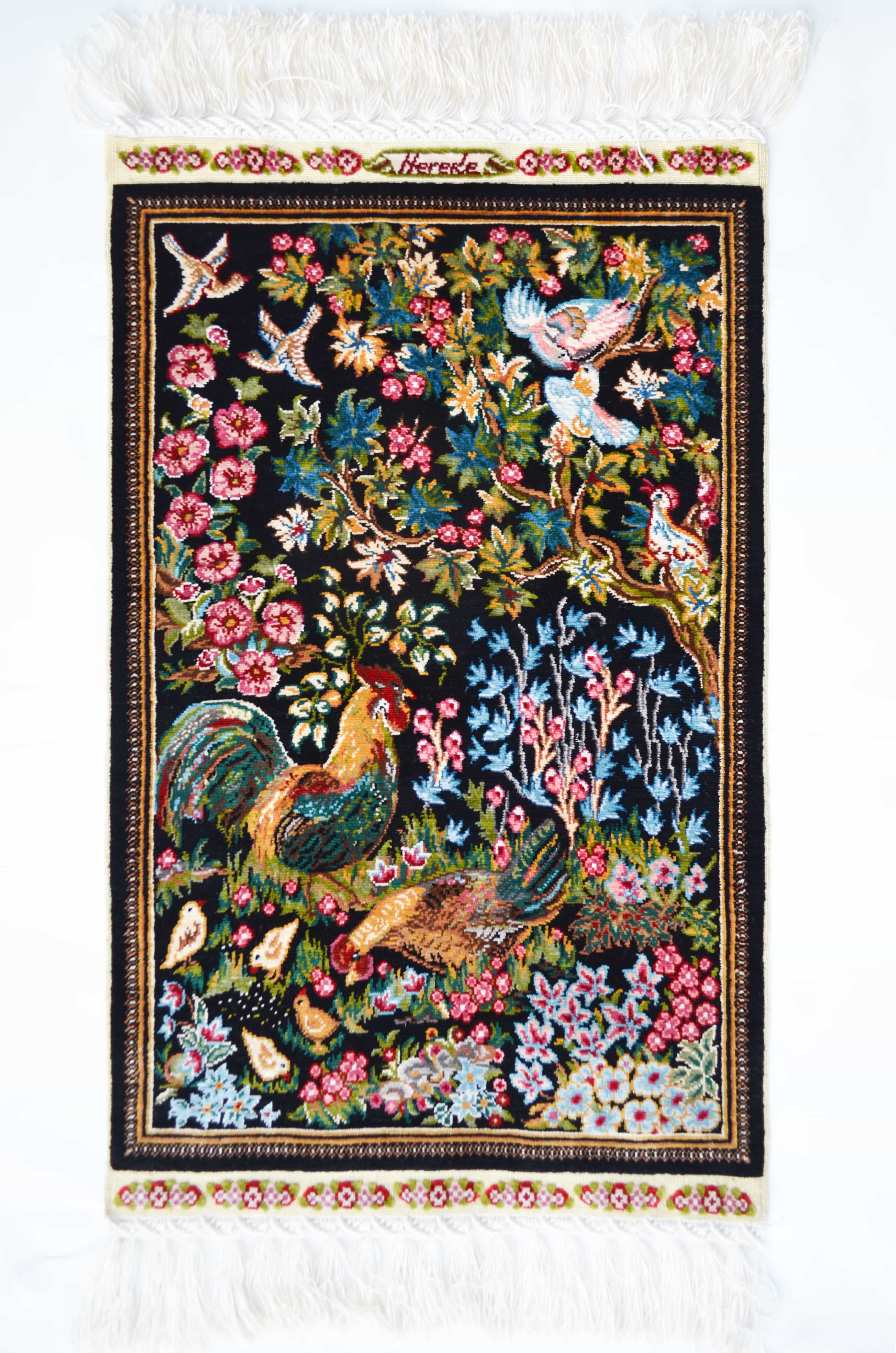 Doğa Tasvirli Saf İpek El Dokuma Duvar Halısı (30x50 cm)