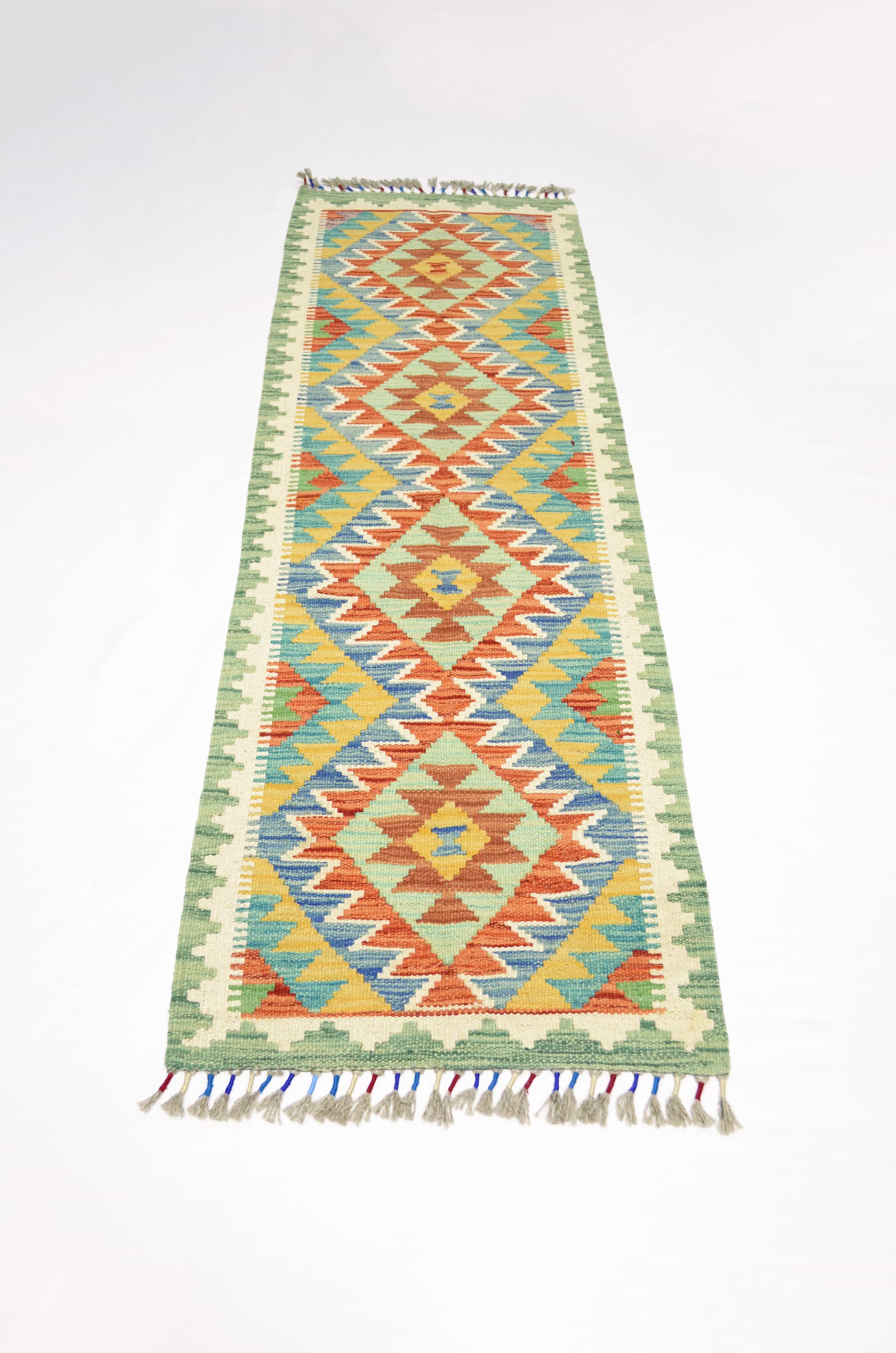 Yün İplikten El Dokuma Afgan Kilim Yolluk 50x155 cm (0.78 m²)