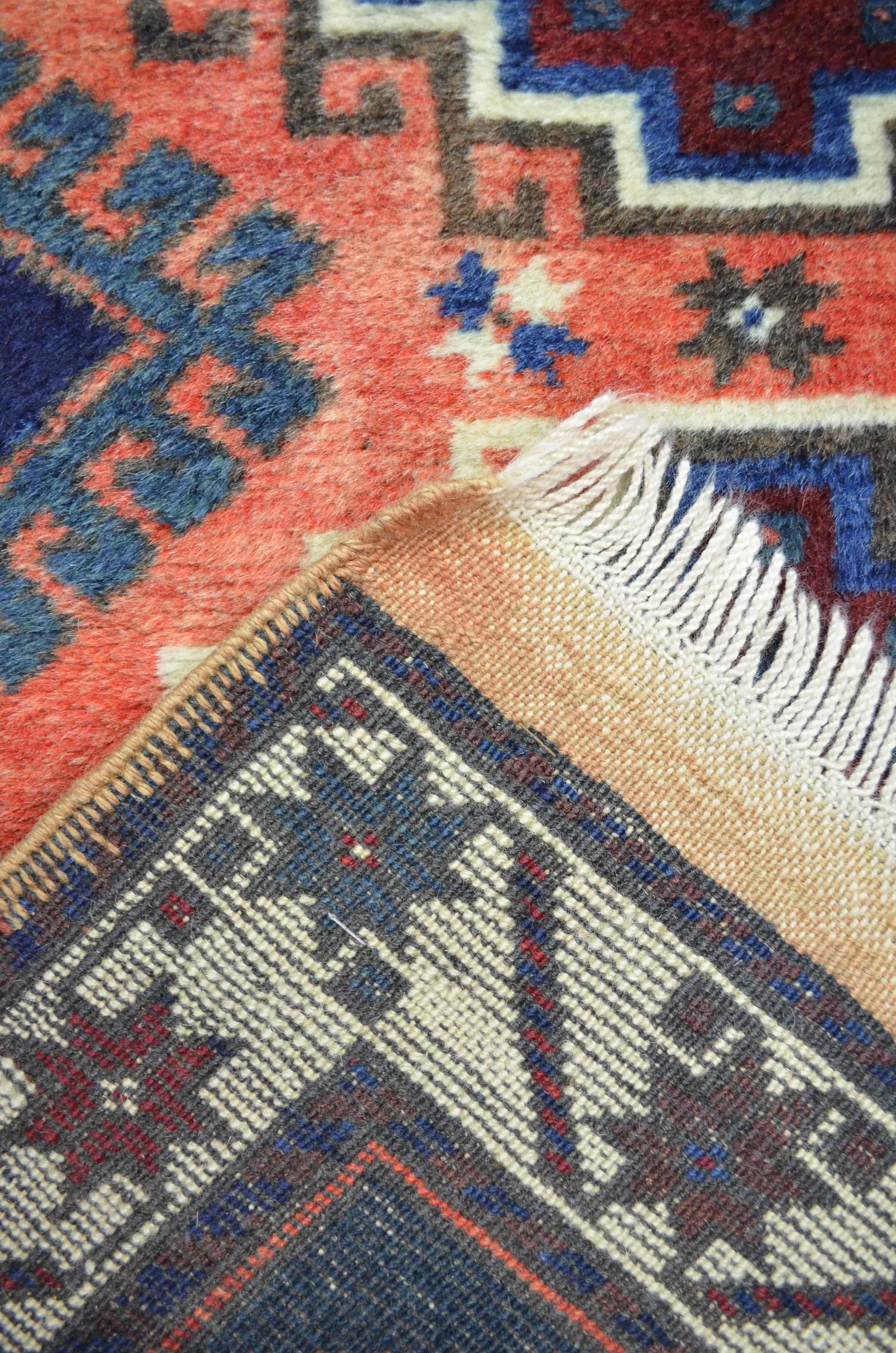 Antalya Döşemealtı El Dokuma Halı Turuncu ve Lacivert Renk 73x115 cm (0.84 m²)