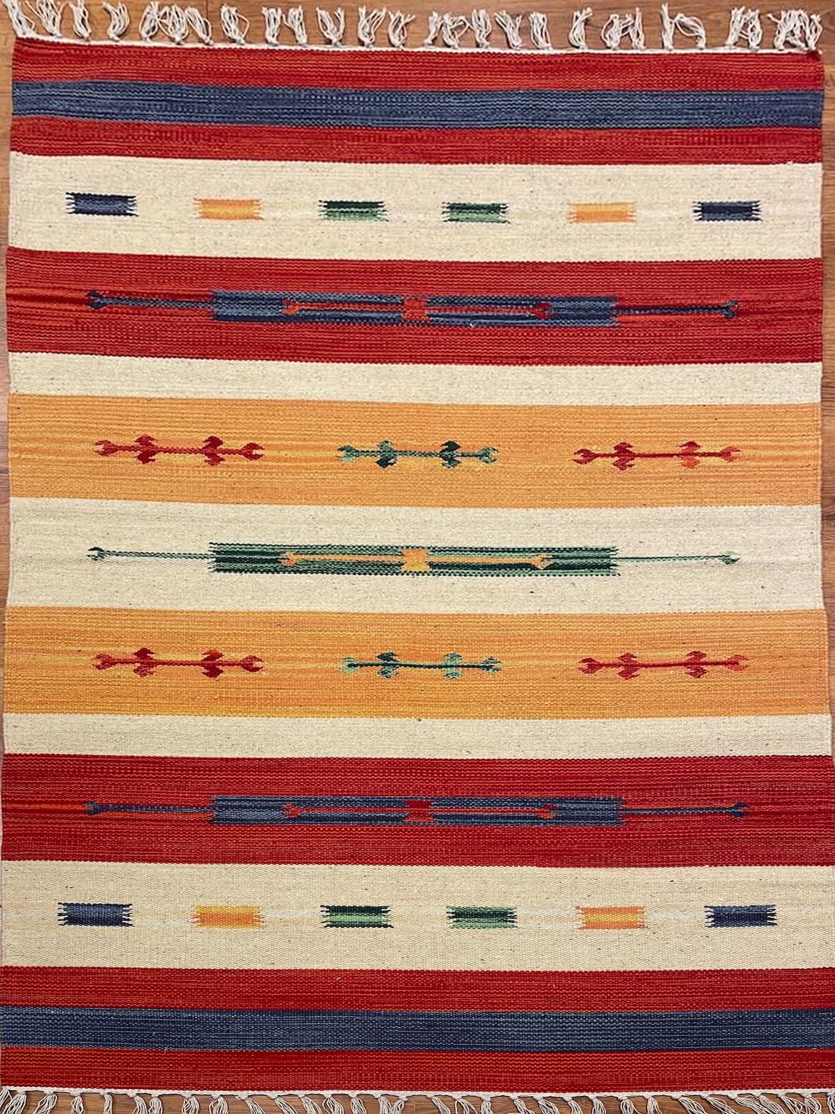 Etnik Desenli El Dokuma Pamuk Kilim (90x160 cm, 1.44 m²)