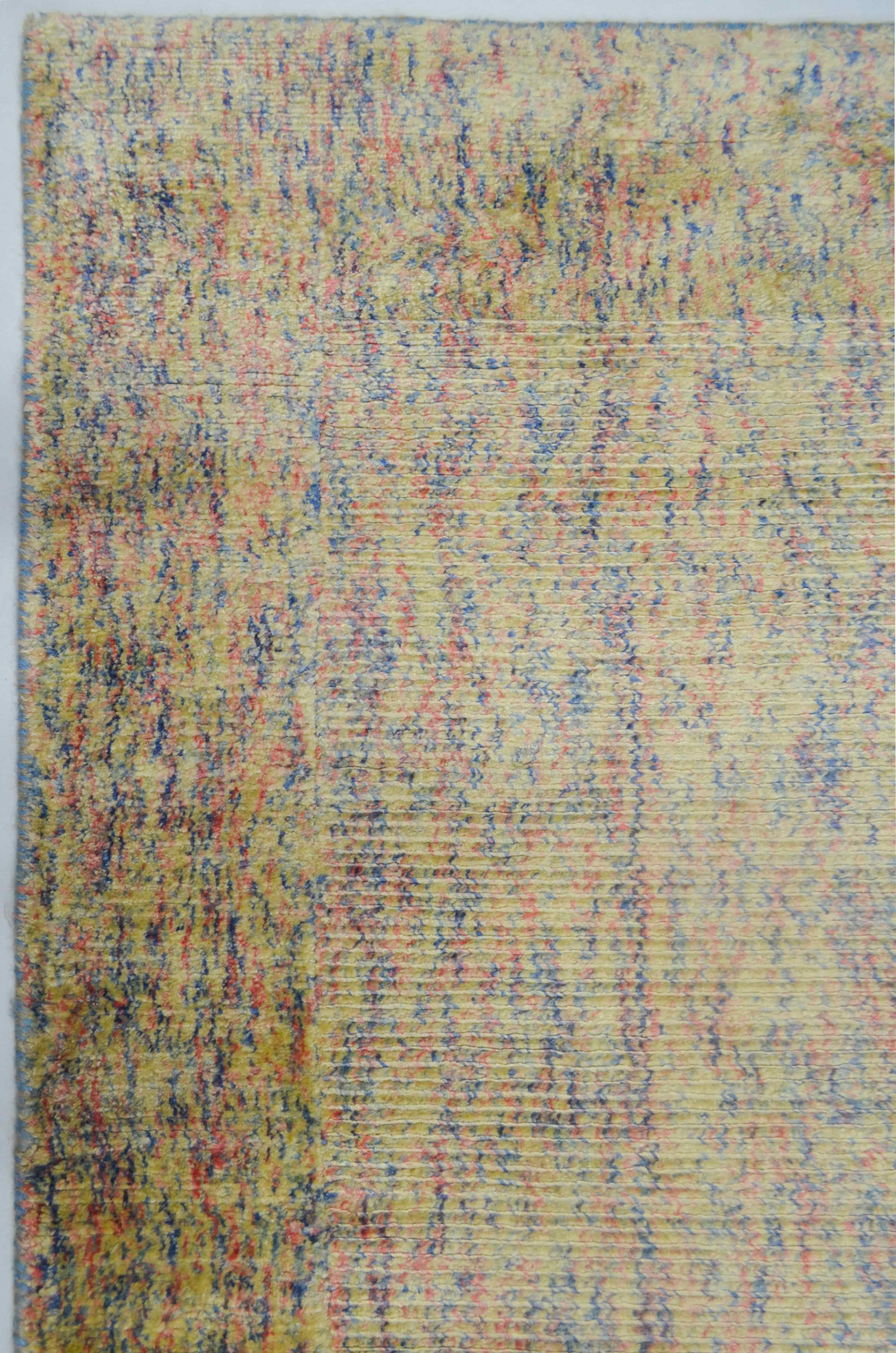 Nüans Çok Renkli Ebruli Parlak Tuşeli El Dokuma Halı 80x150 cm (1.2 m²)