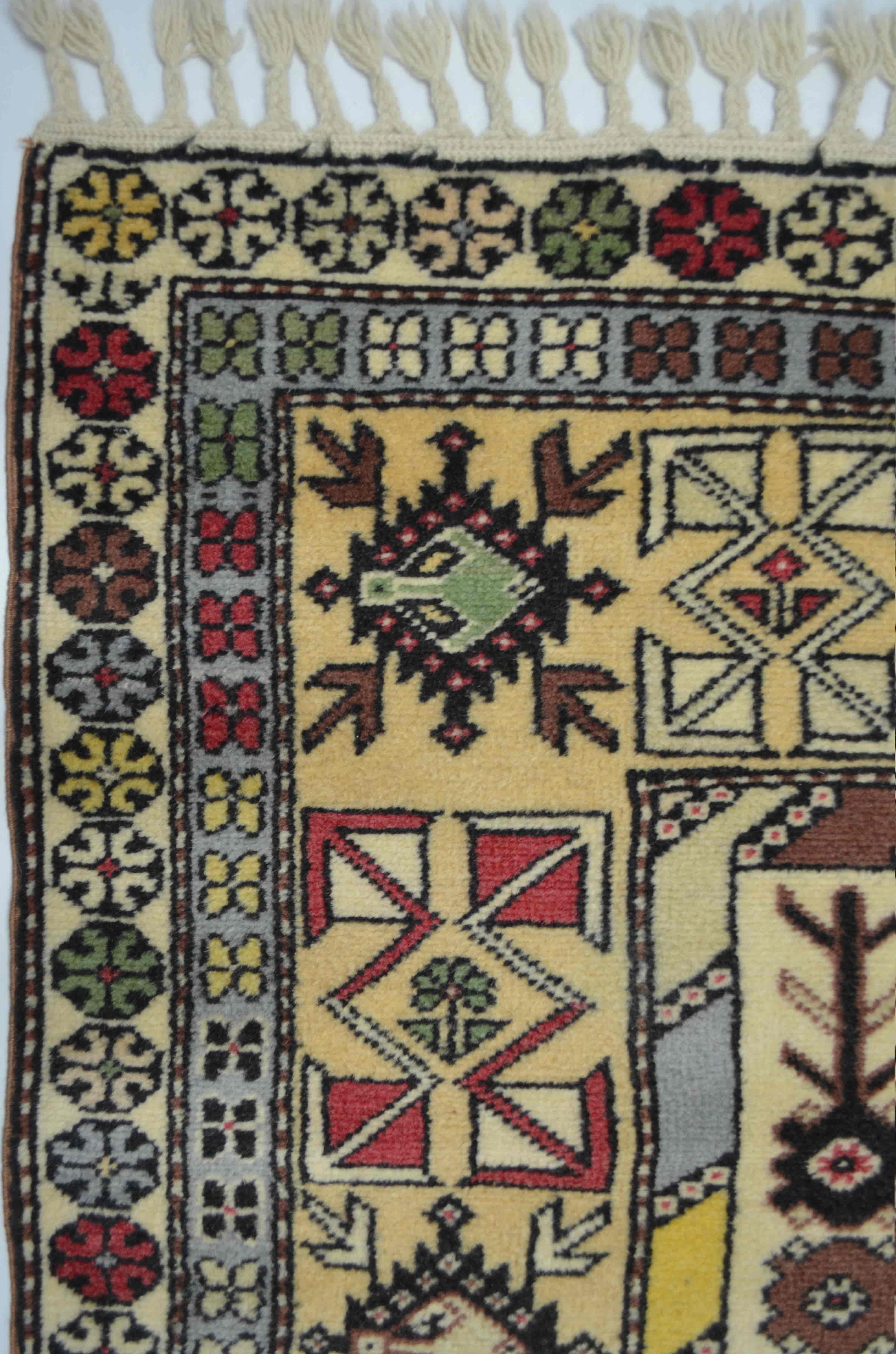 El Dokuma Bozalan Milas Halı Bej ve Kiremit Renk 120x233 cm (2.8 m²)