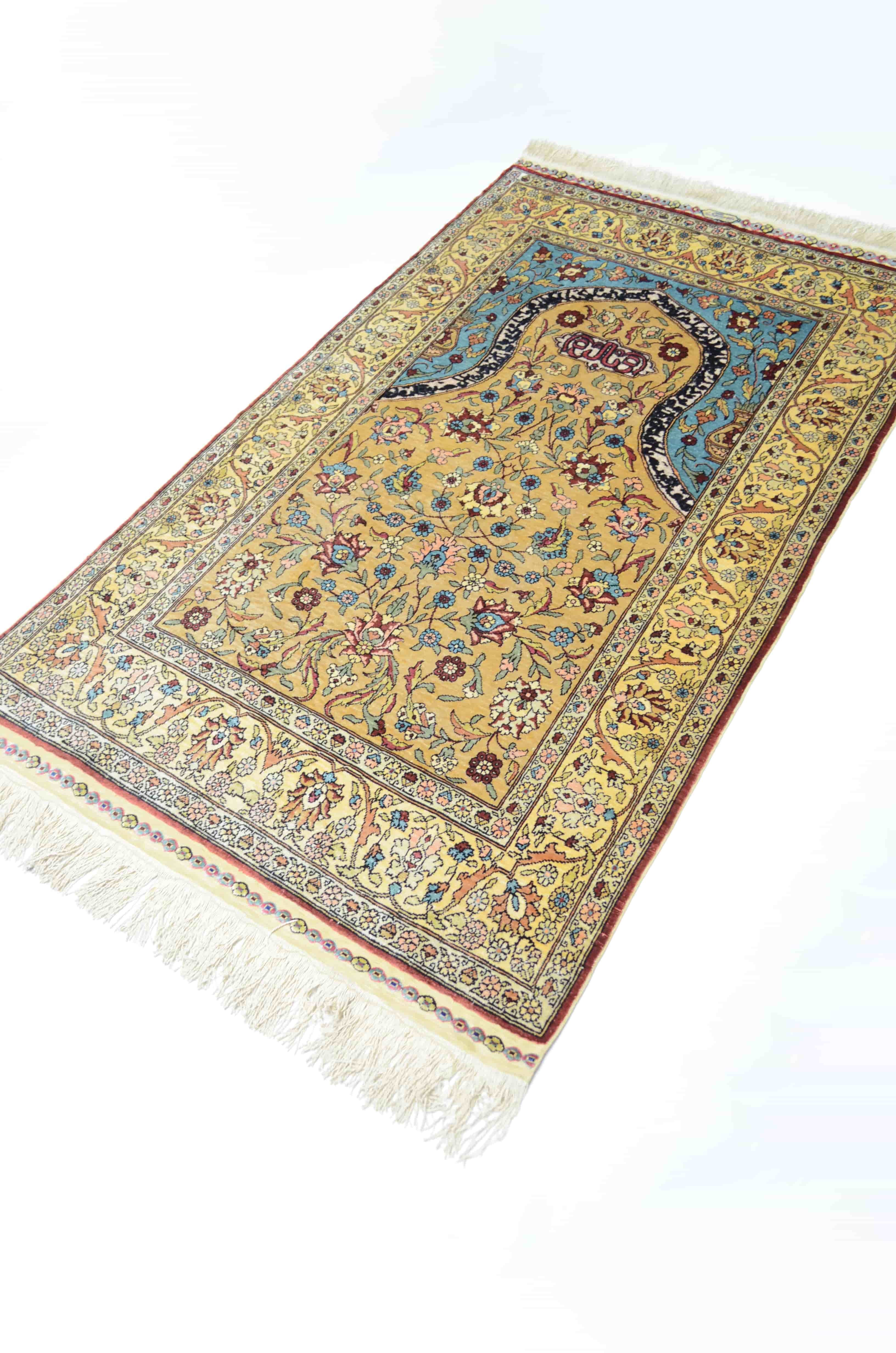 Saf İpekten El Dokuma Mihraplı Seccade Kayseri Halısı 81x138 cm (1.12 m²)