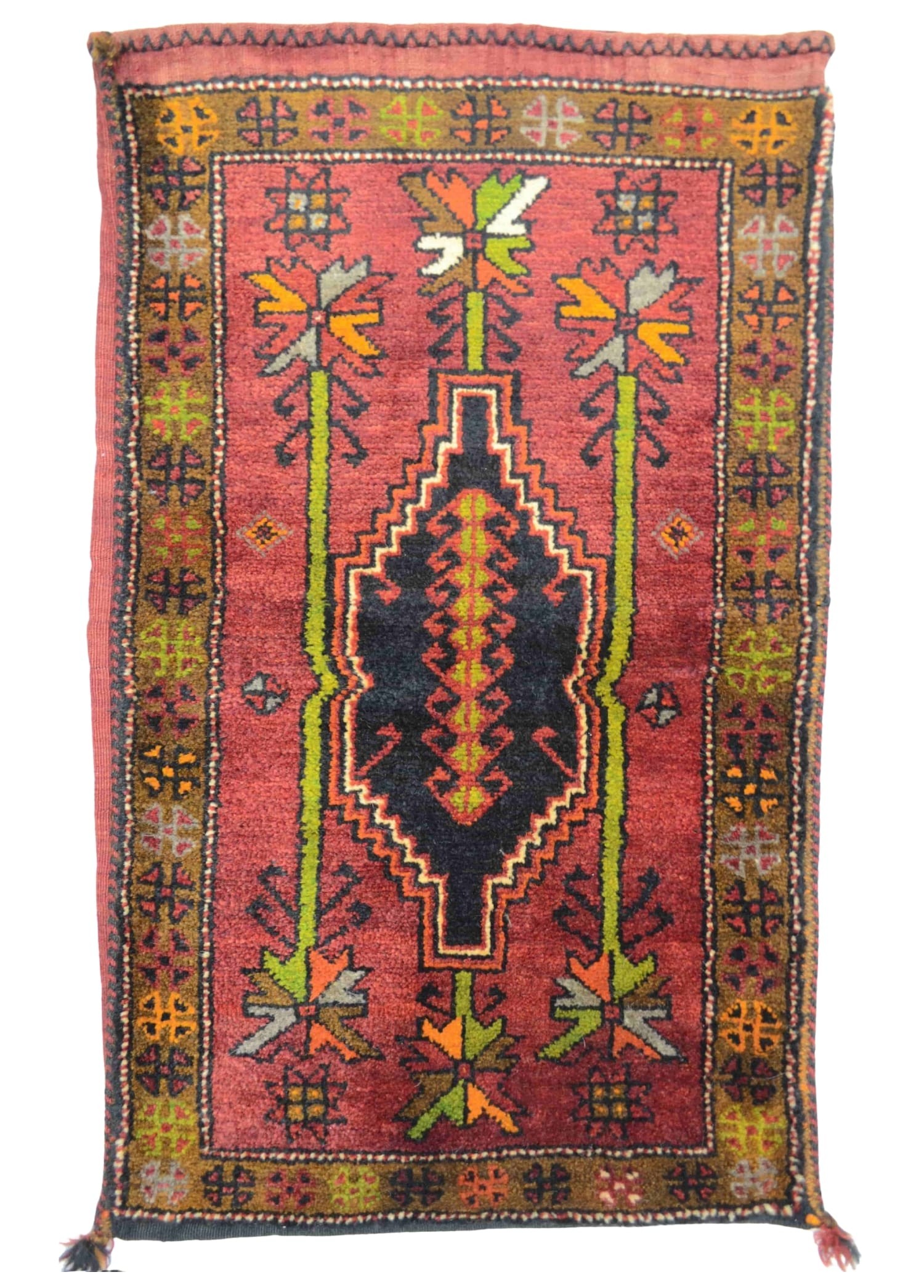Vintage Sivas Kangal El Dokuma Kırmızı Renk Yün Yastık Kilim 58x94 cm (0,55 m²)