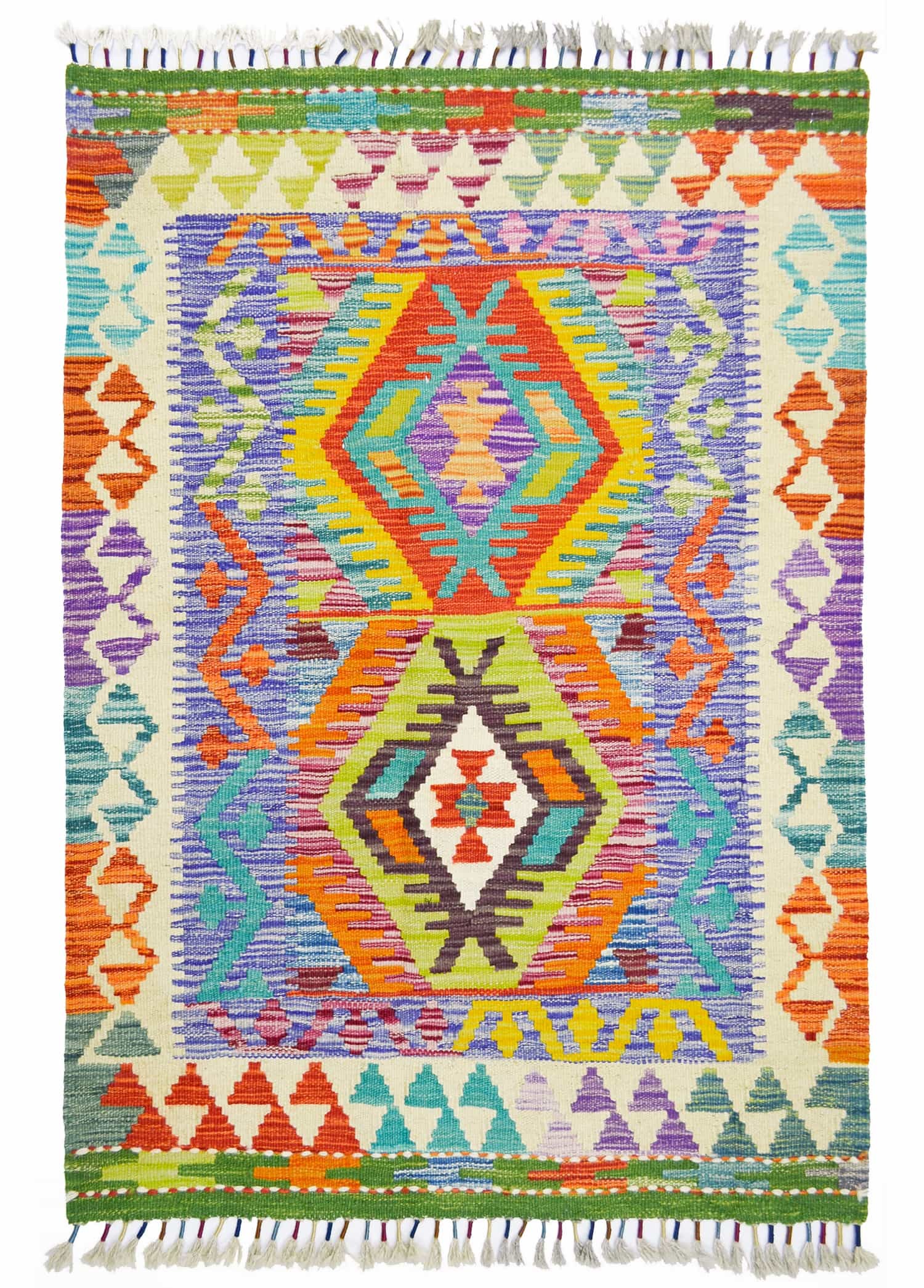 Yün İplikten El Dokuma Afgan Kilim 86x122 cm (1.05 m²)