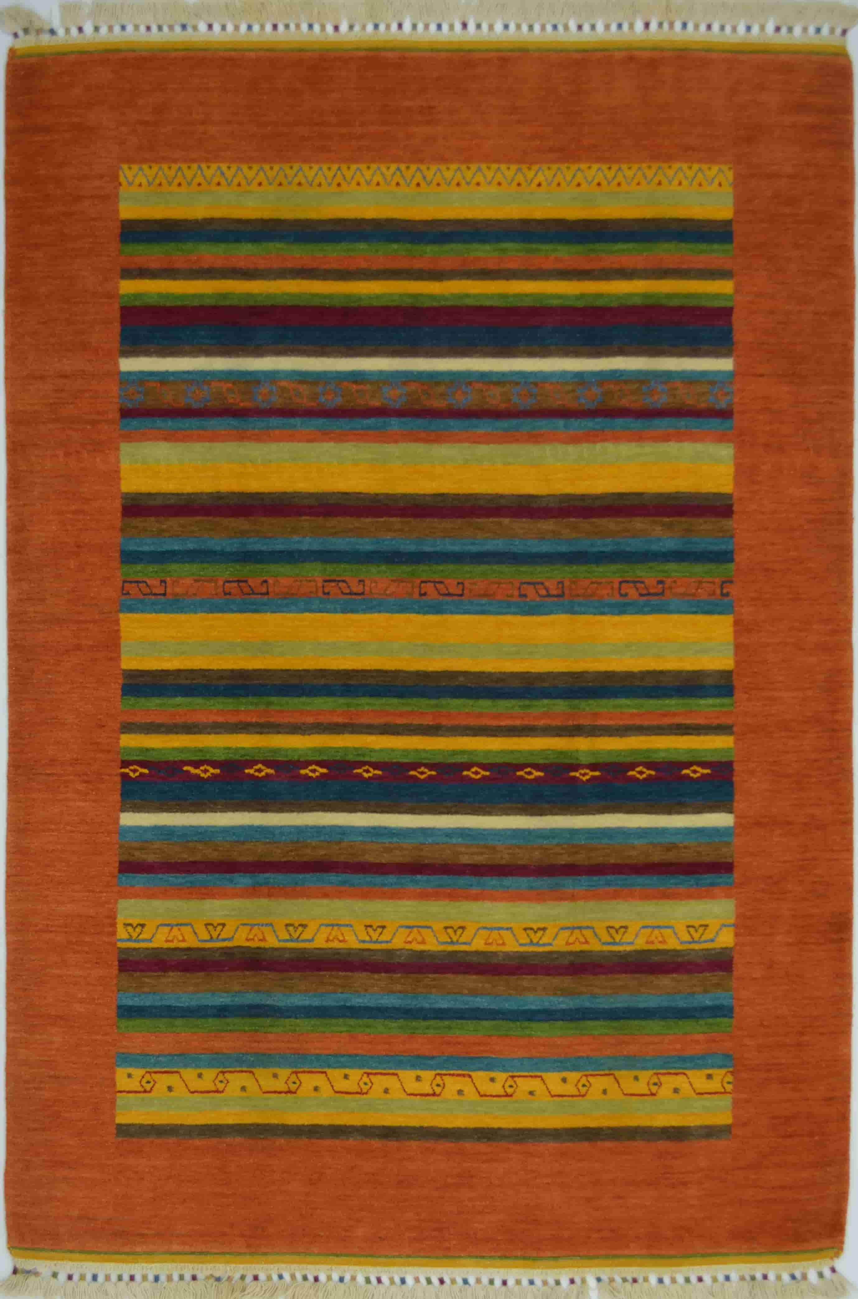 El Dokuma Turuncu Renk Yün Tribal Halı 152x220 cm (3.34 m²)