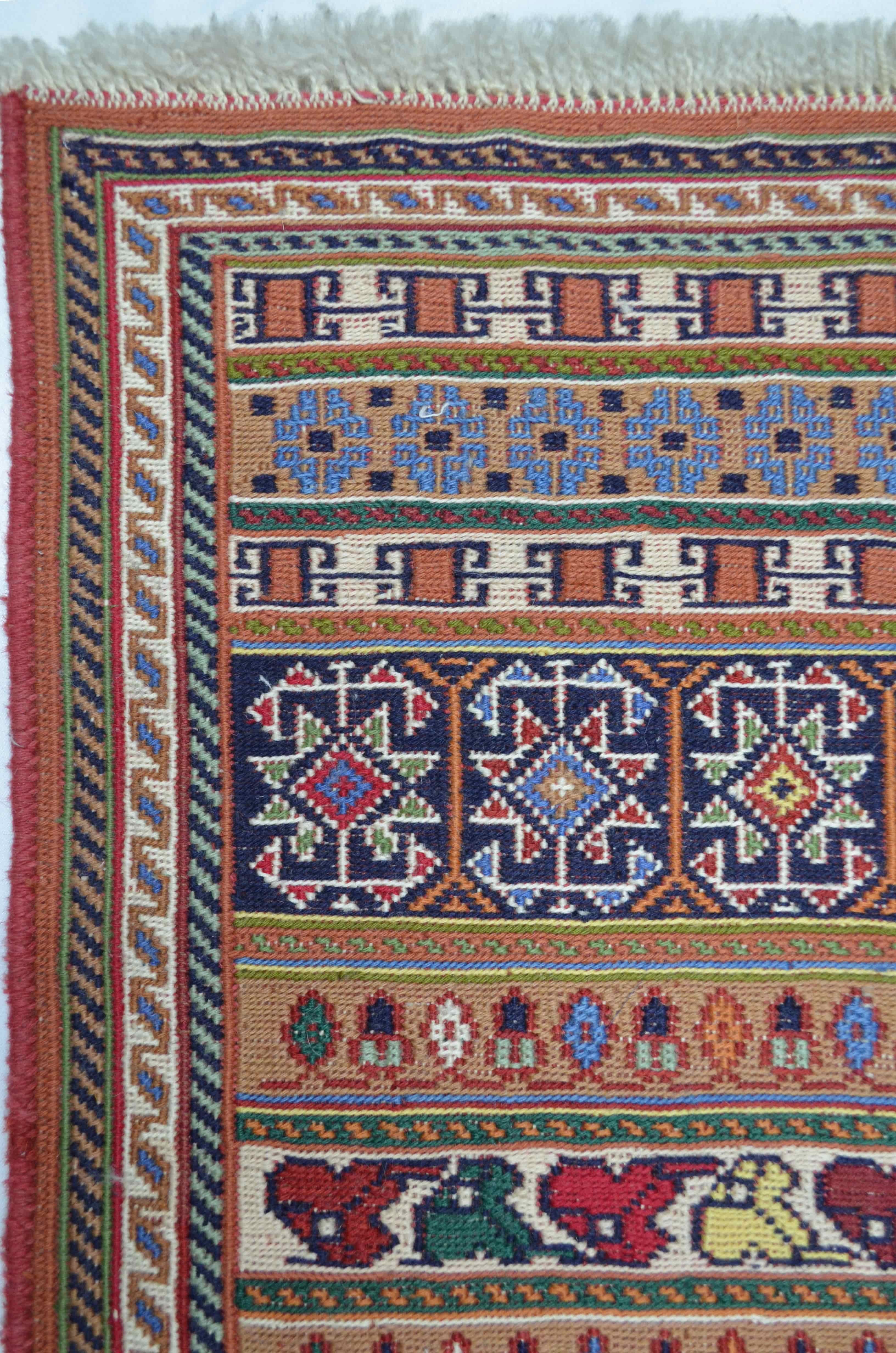 İran Zolanvari El Dokuma Kiremit Rengi Sumak Kilim Yolluk 34x143 cm (0,49 m²)
