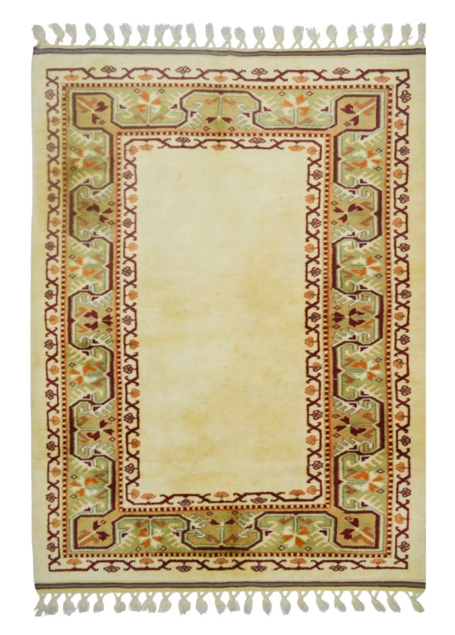 Yünden El Dokuma Bej Renk Yörük Halısı 127x185 cm (2.35 m²)