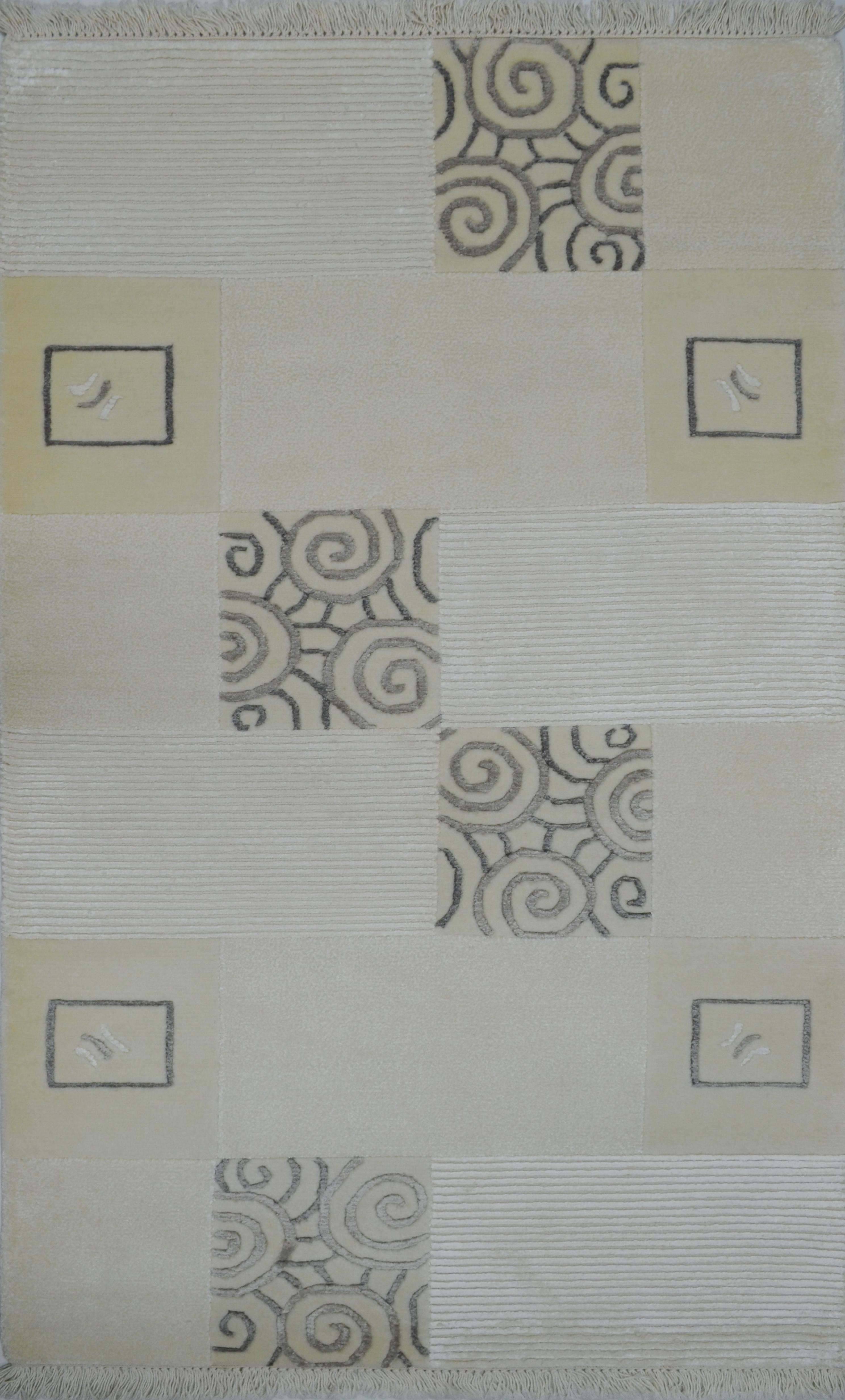 Yüksek Kalite Yünden El Dokuma Krem Renk Nepal Halısı 80x150 cm (1.2 m²)