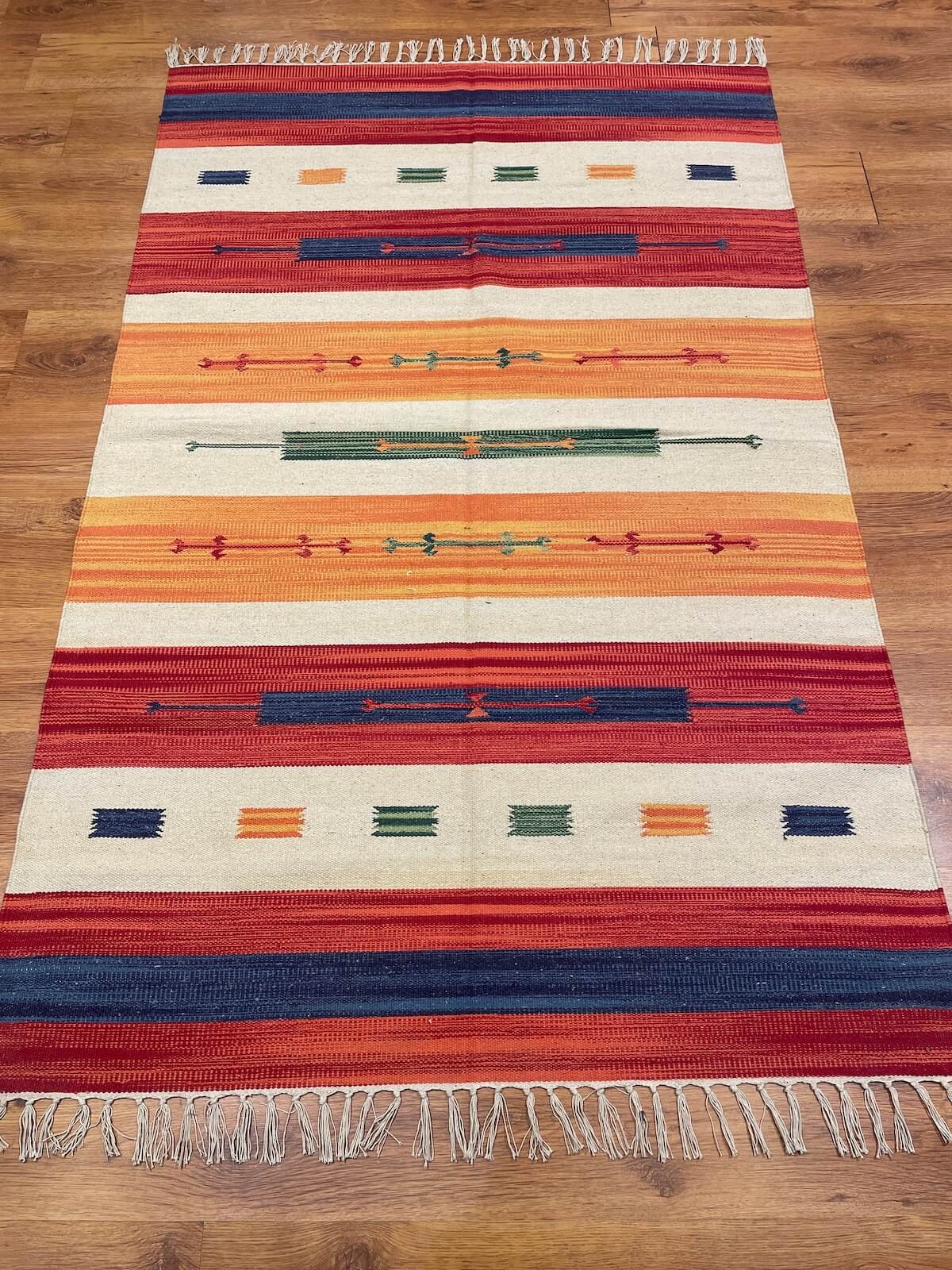 Etnik Desenli El Dokuma Pamuk Kilim (120x180 cm, 2.16 m²)