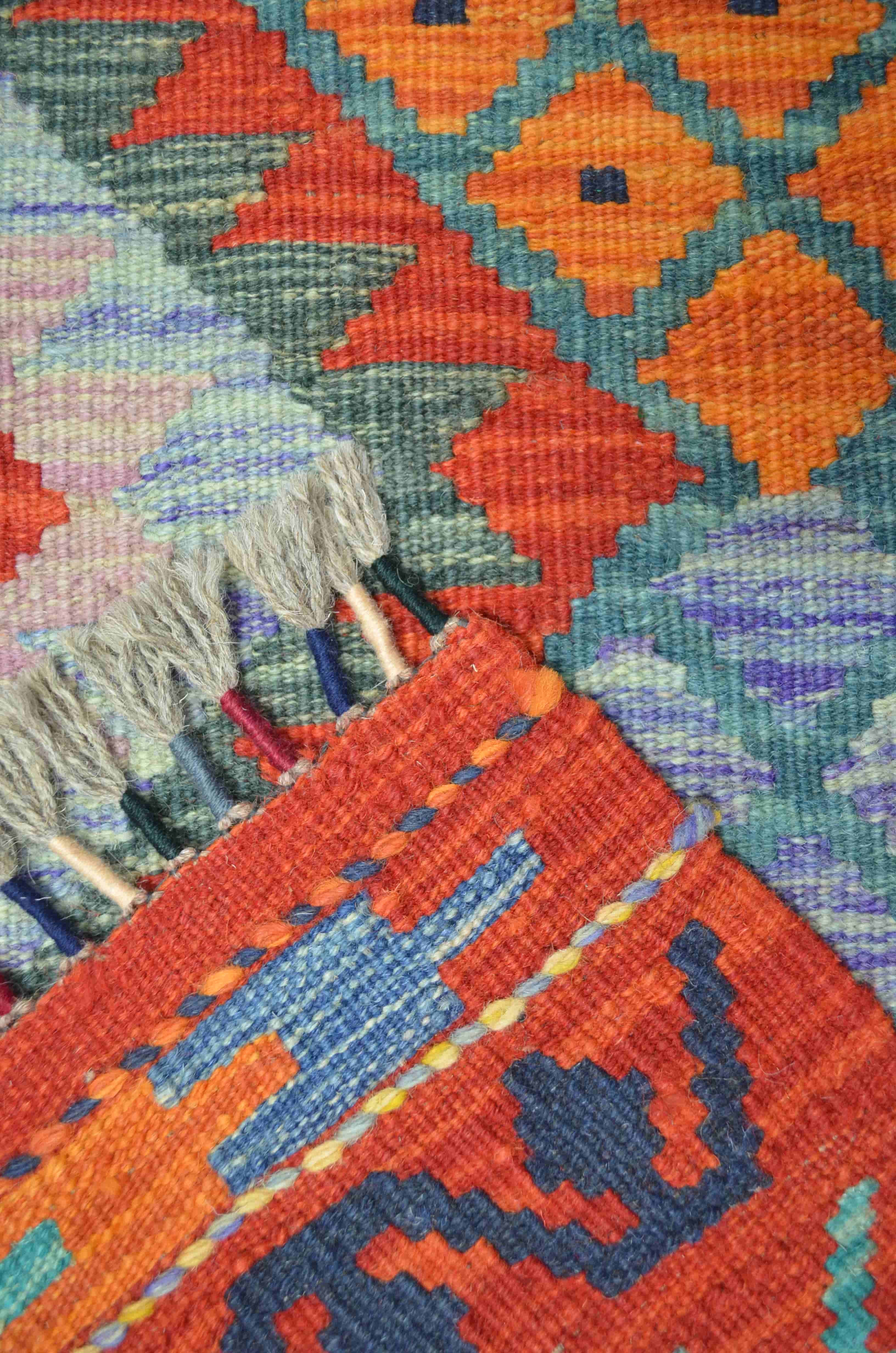 Yün İplikten El Dokuma Kırmızı Renk Afgan Kilim 64x82 cm (0.53 m²)