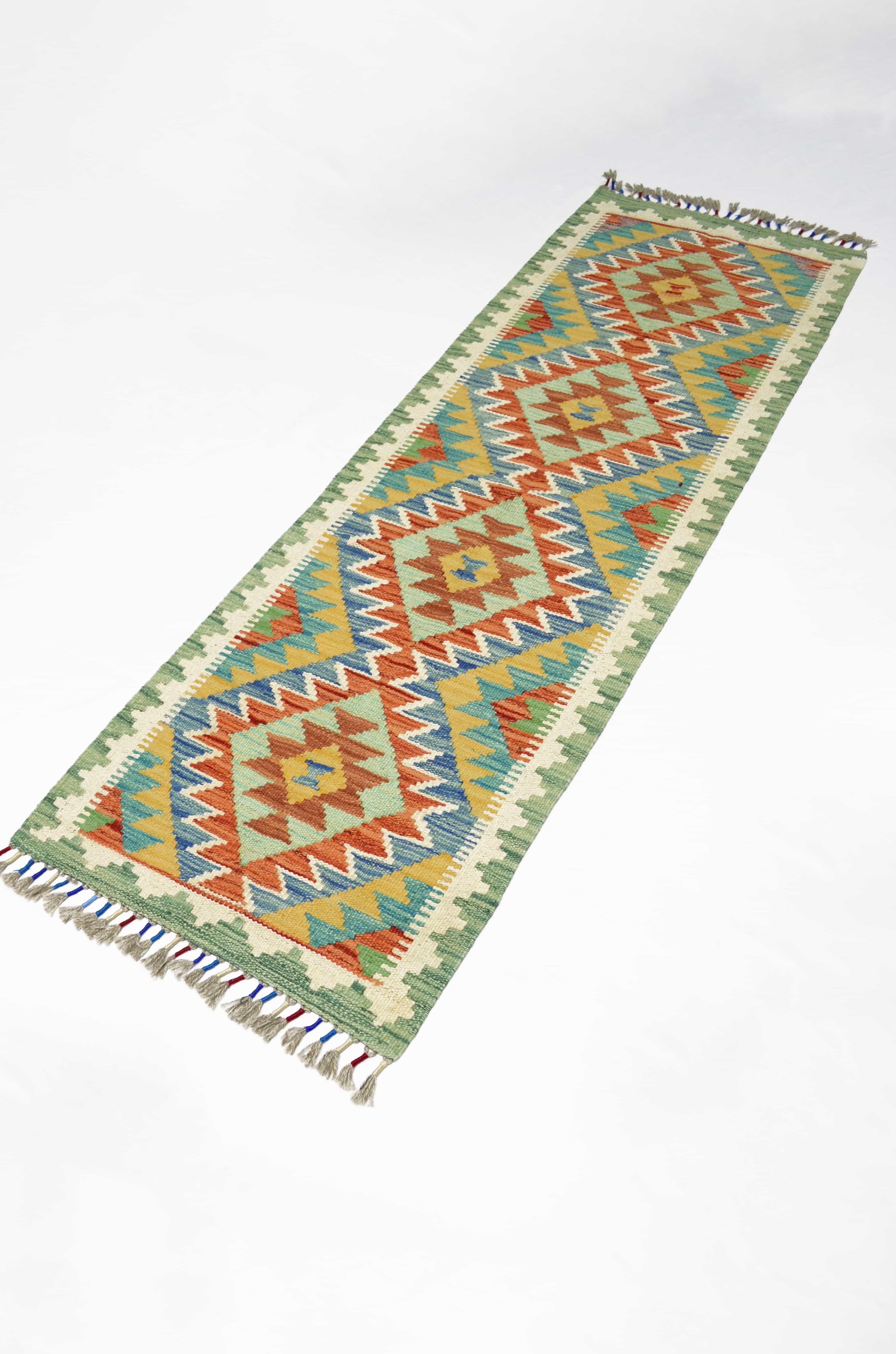 Yün İplikten El Dokuma Afgan Kilim Yolluk 50x155 cm (0.78 m²)