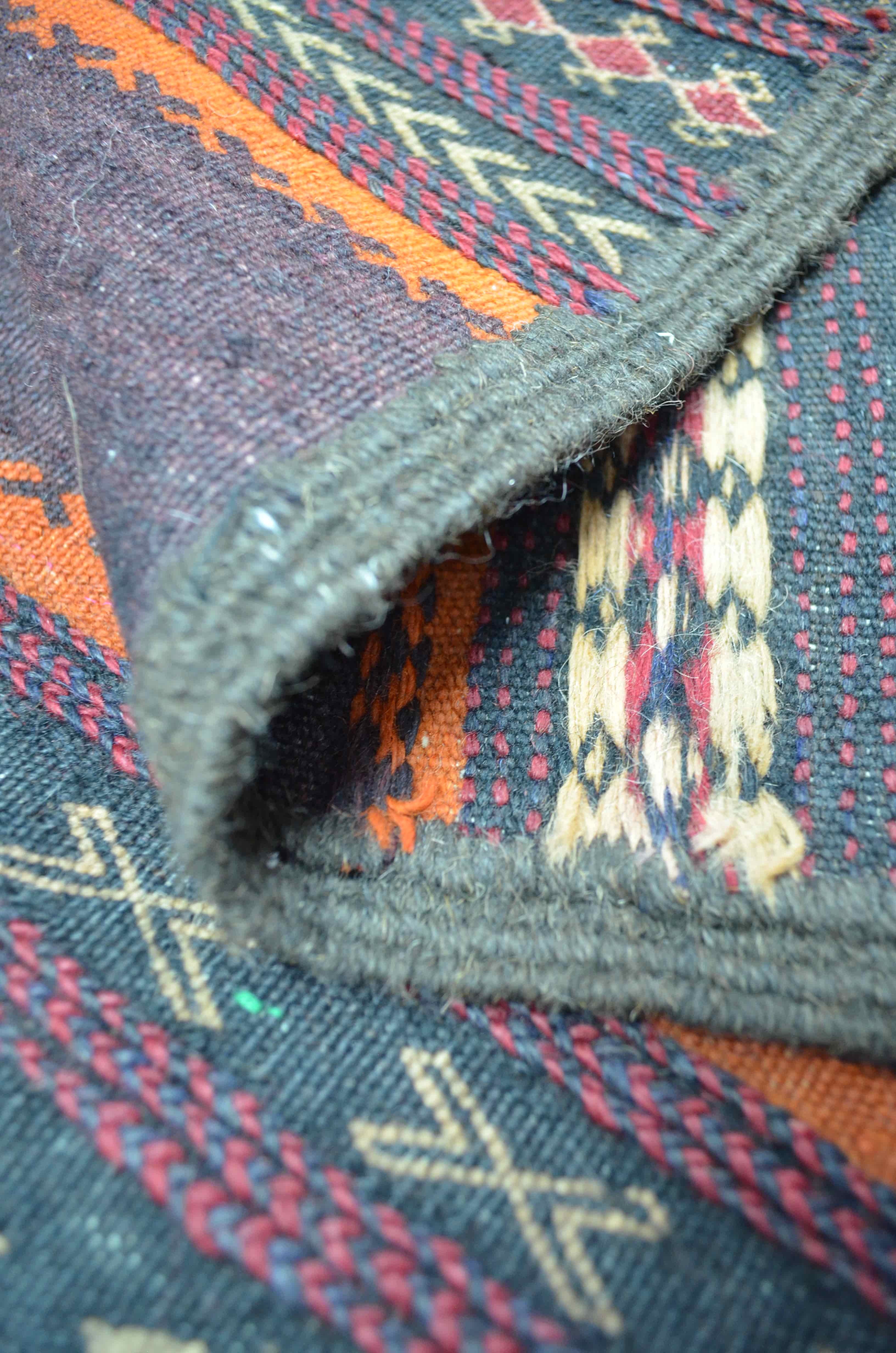 Afgan Kaleynof El Dokuma Kahverengi Yün Kilim Yolluk 55x275 cm (1.51 m²)