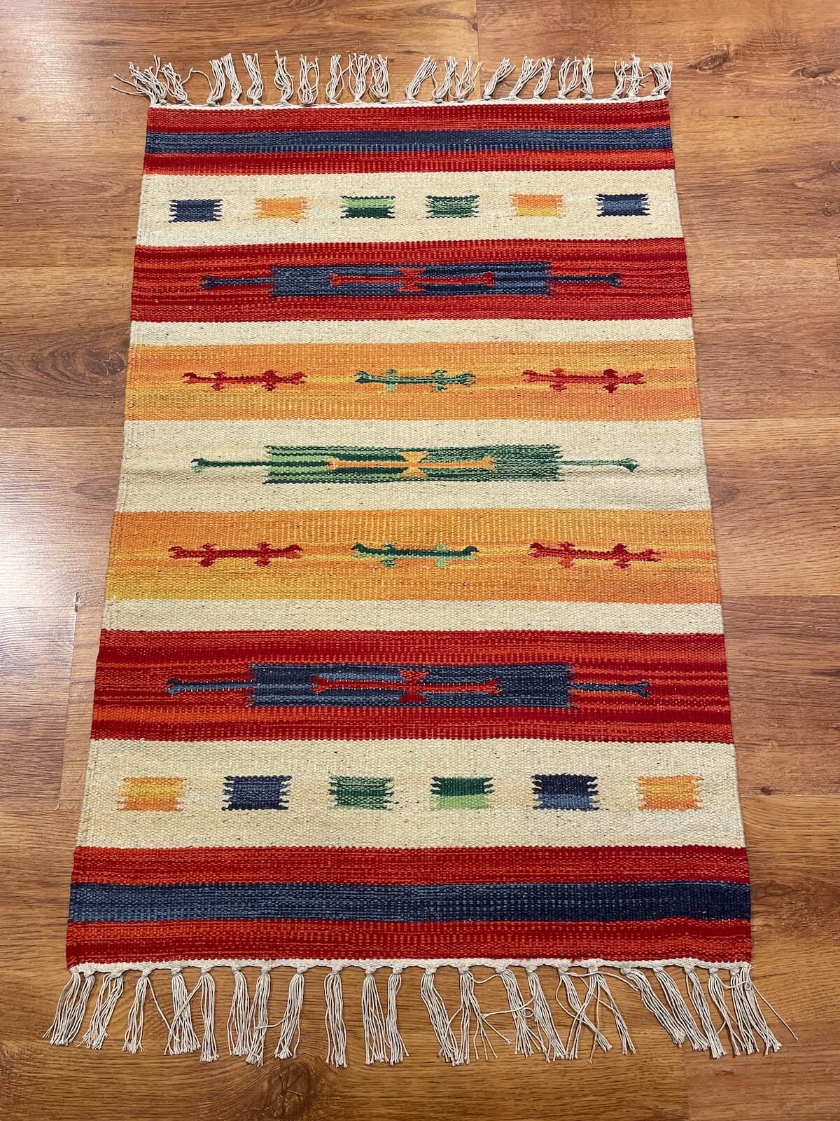 Etnik Desenli El Dokuma Pamuk Kilim (60x90 cm, 0.54 m²)