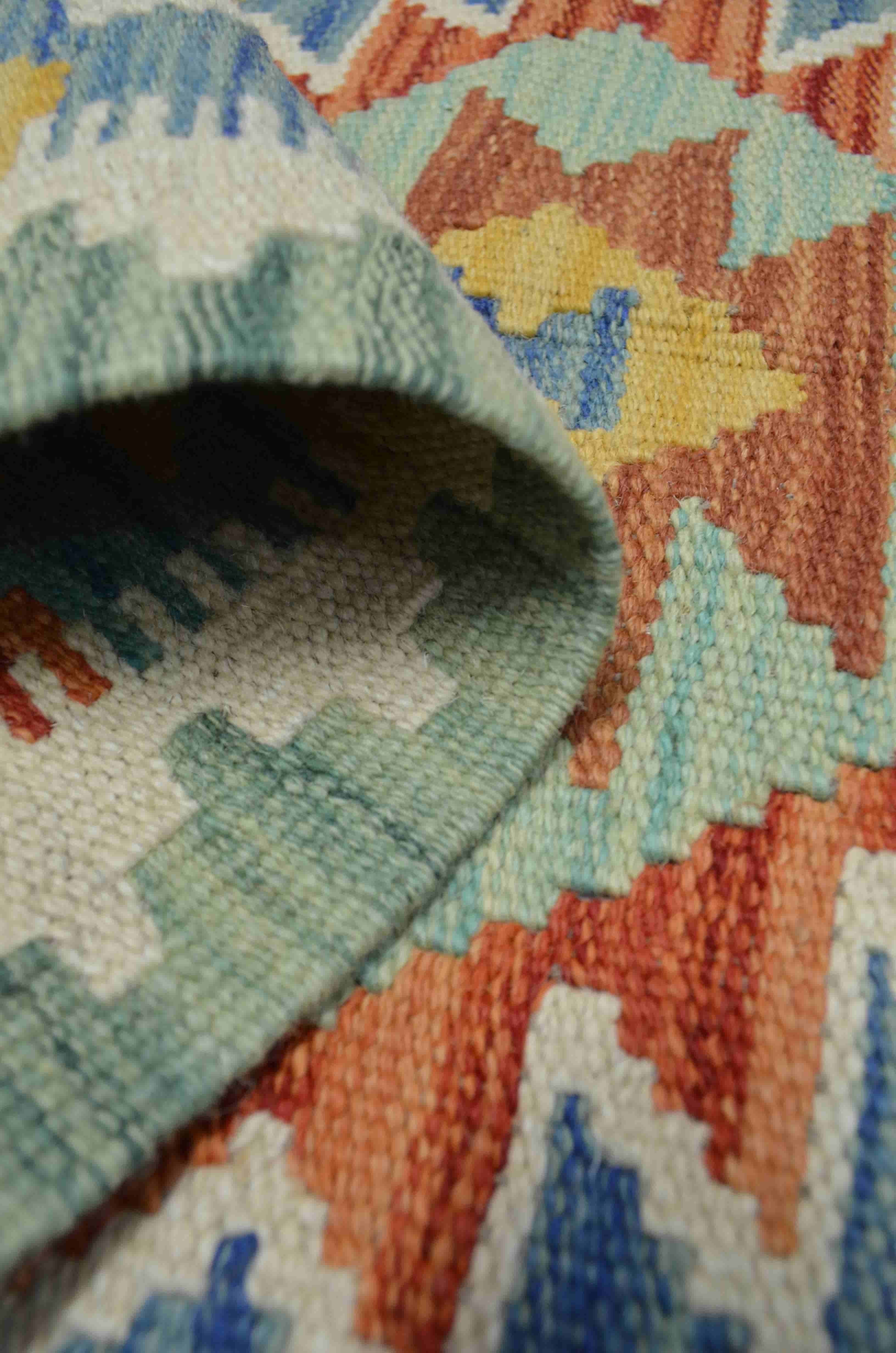 Yün İplikten El Dokuma Afgan Kilim Yolluk 50x155 cm (0.78 m²)